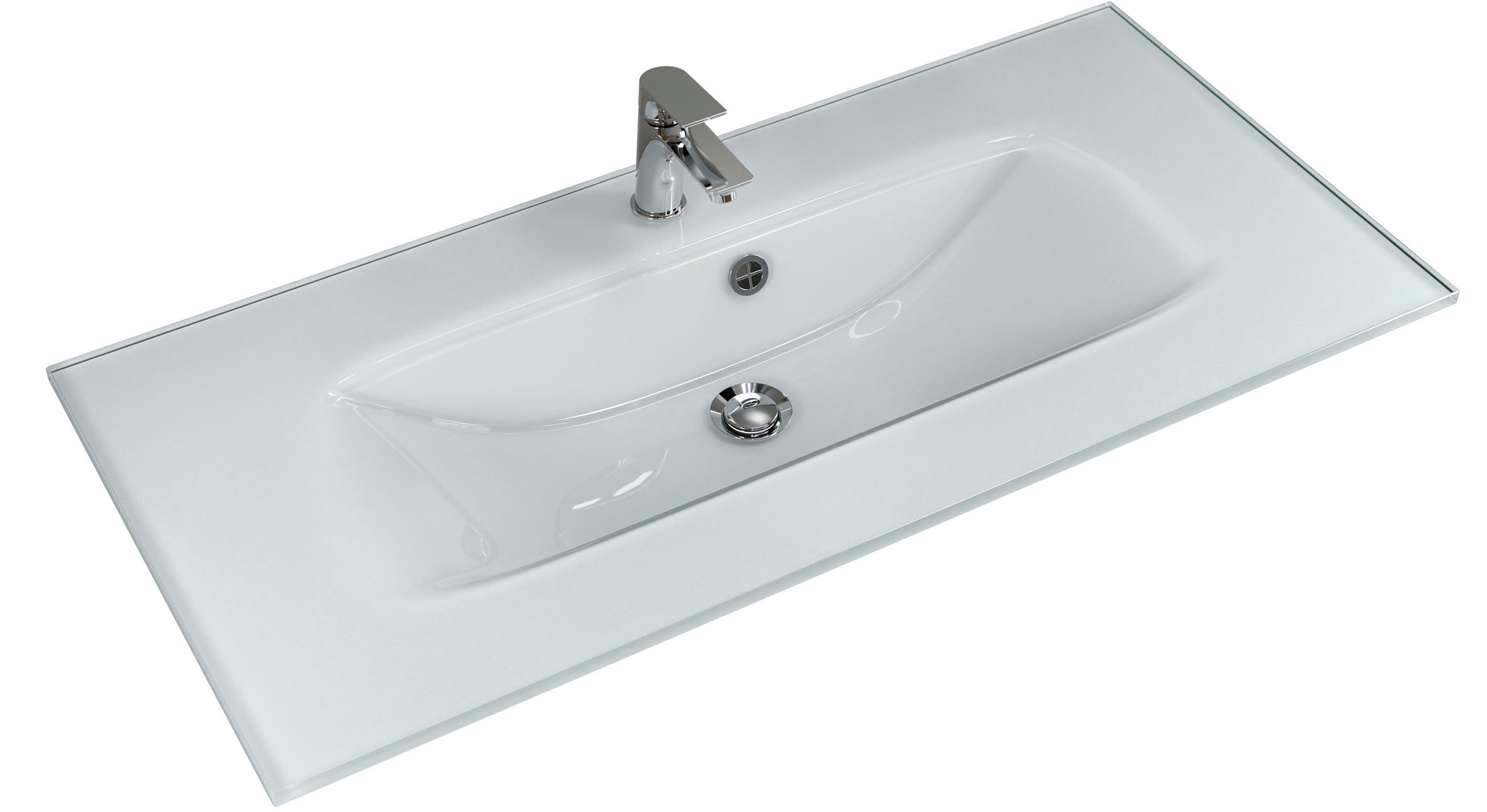 Saphir Badmöbel-Set »Trentino 2-teilig Glas-Waschtisch, Spiegelschrank mit LED-Leuchte«, (3 St.), Badmöbel-Set 107cm breit, inkl. Türdämpfer, 3 Türen, 2 Auszügen