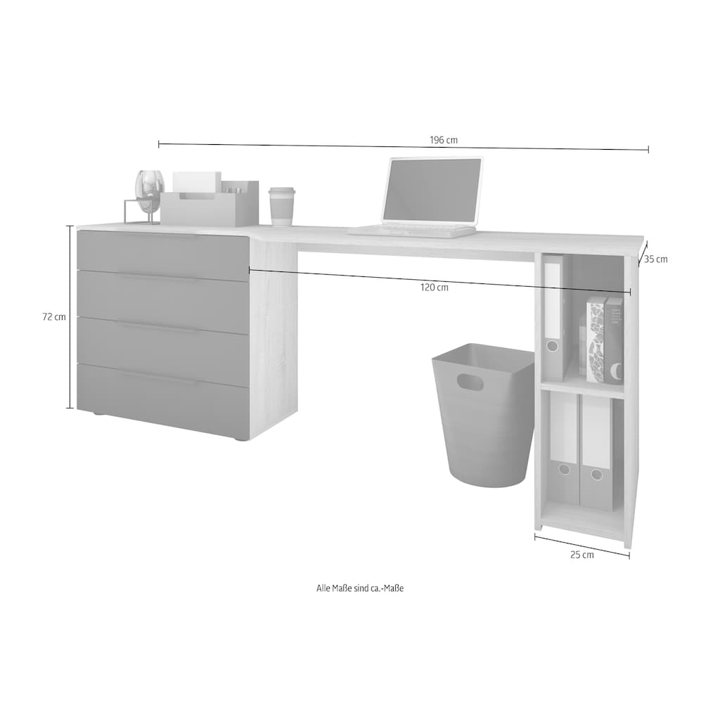 borchardt Möbel Schreibtisch »Tom«, mit Stauraum, Breite 196 cm