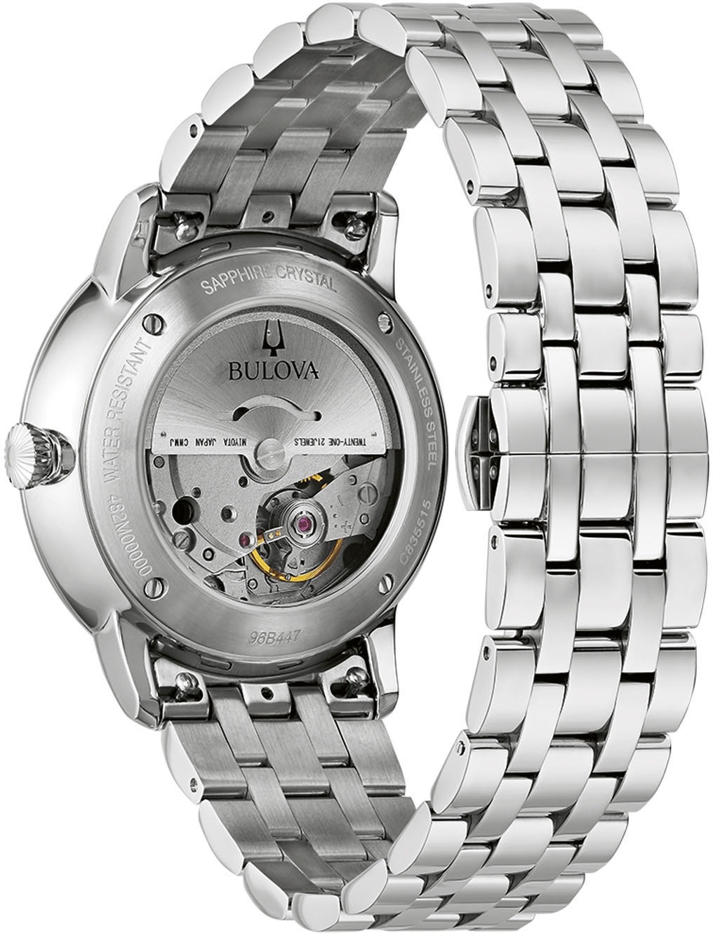 Bulova Automatikuhr, Armbanduhr, Herrenuhr, Mechanische Uhr, Edelstahlarmband, analog, Tag