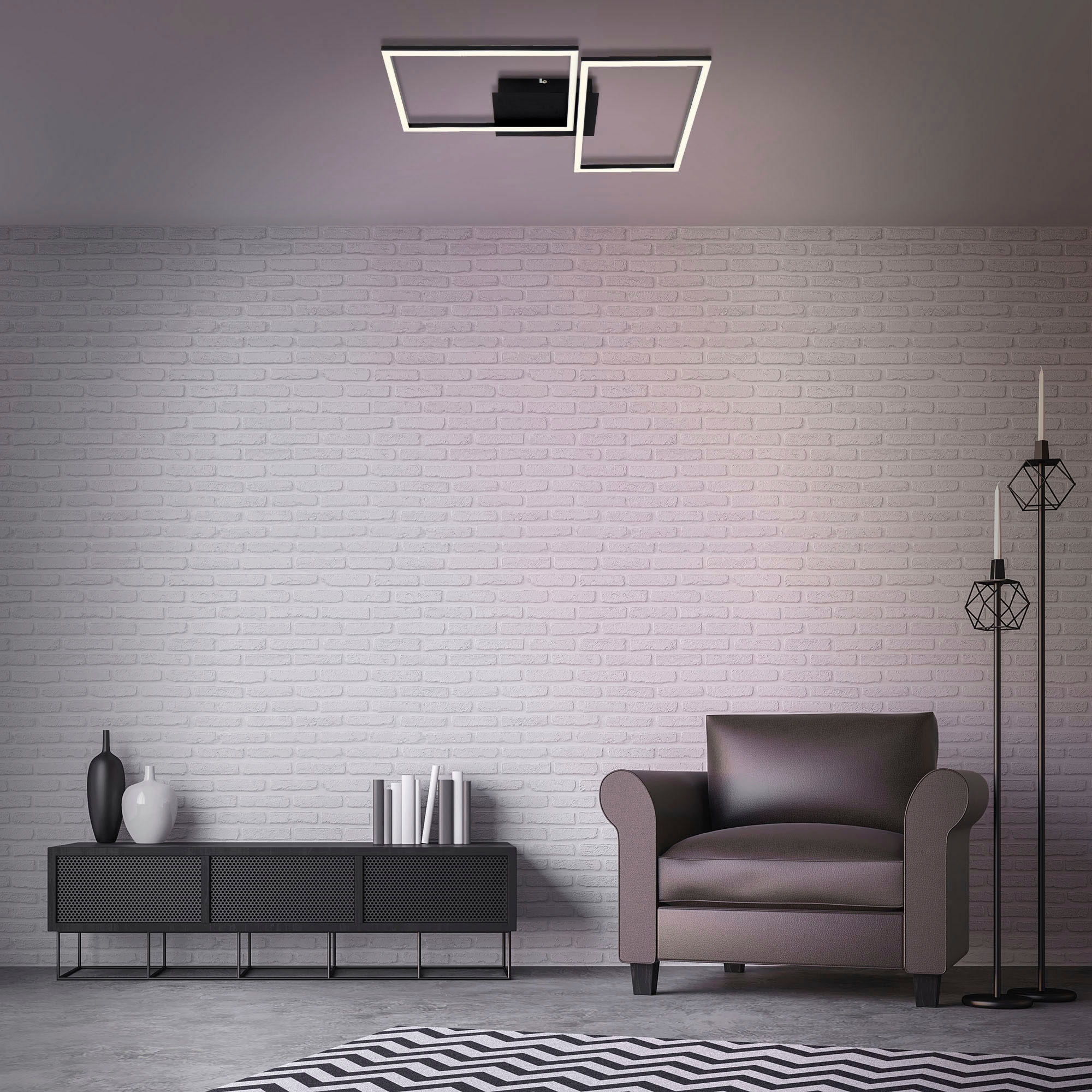 Briloner Leuchten LED Deckenleuchte »3149015 FRAME«, Leuchtmittel LED-Board | LED fest integriert, Deckenlampe, 50x38,8x7,8cm, Schwarz, 30W, Wohnzimmer, Schlafzimmer