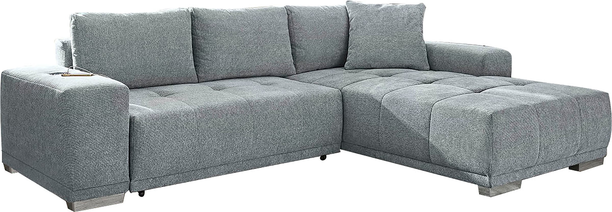 Jockenhöfer Gruppe Ecksofa »Luciano L-Form mit induktiver Lademöglichkeit, USB-A & USB-C Ladeport«, Bettkasten/Stauraum, rechts/links montierbar, große Liegefläche