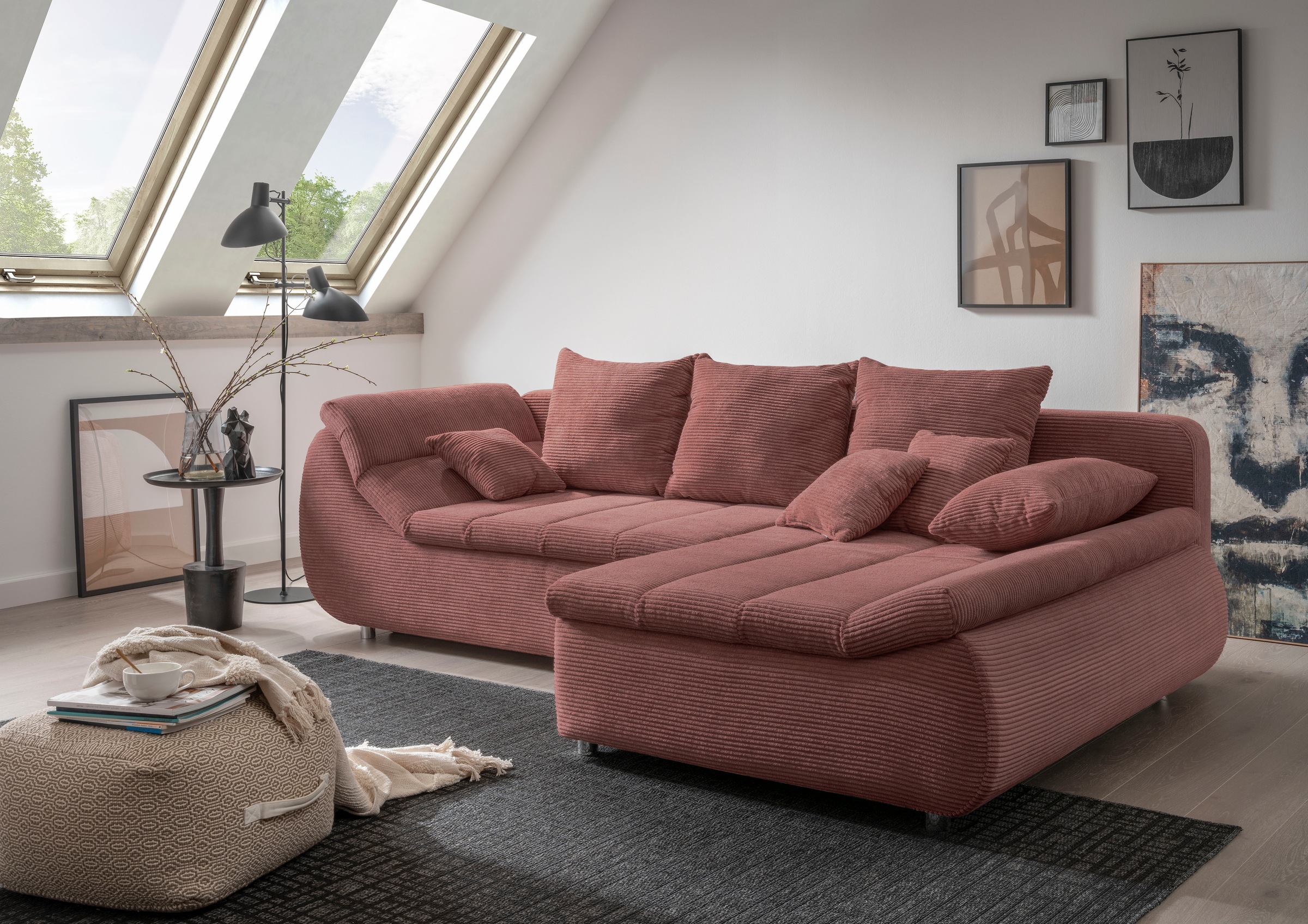 INOSIGN Ecksofa »Imola elegant und bequem, aktuelle Steppung im Sitz, L-For günstig online kaufen