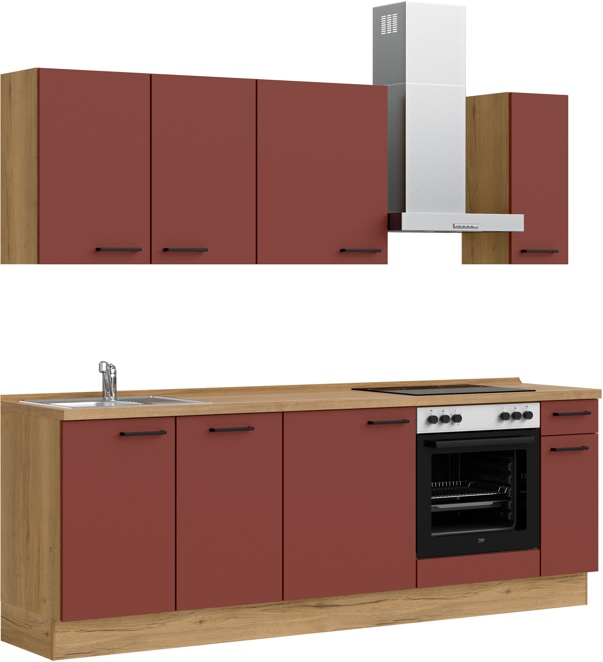 nobilia® Küchenzeile »"Easytouch I"«, vormontiert, Ausrichtung wählbar, Breite 240 cm, wahlw. mit E-Geräten