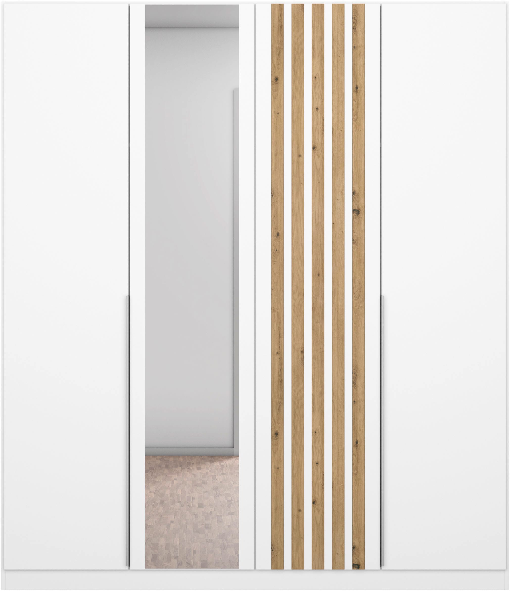 rauch Drehtürenschrank »Kleiderschrank Schrank Garderobe Wäscheschrank Schlafzimmer LAMELLA« Breiten 181/226/271 cm in 3 Ausstattungen BASIC/CLASSIC/PREMIUM,  elegante Lamellen-Auflage in 3D Akustikpaneel Optik MADE IN GERMANY