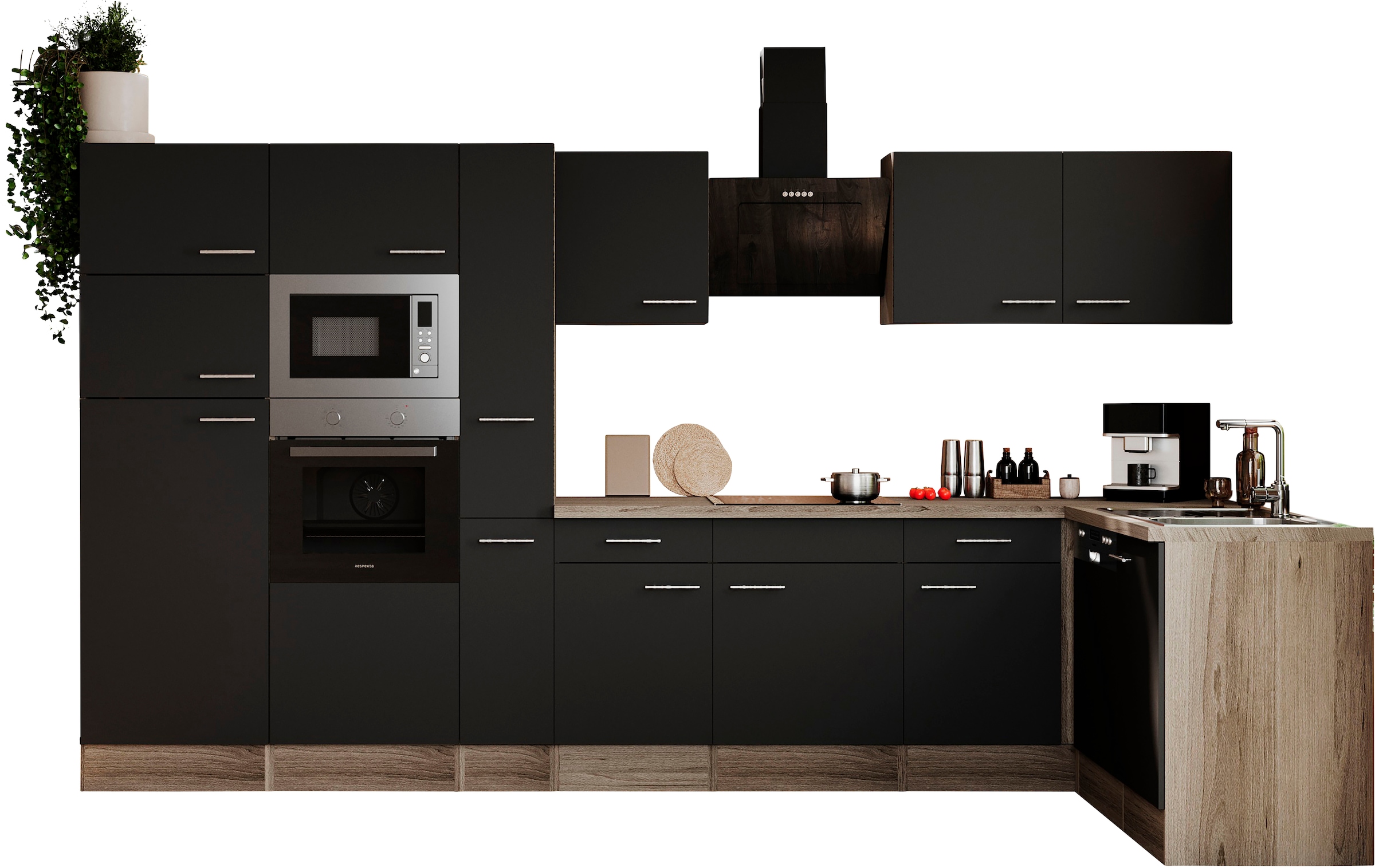 RESPEKTA Winkelküche »Oliver« Breite 370 cm, wechselseitig aufbaubar