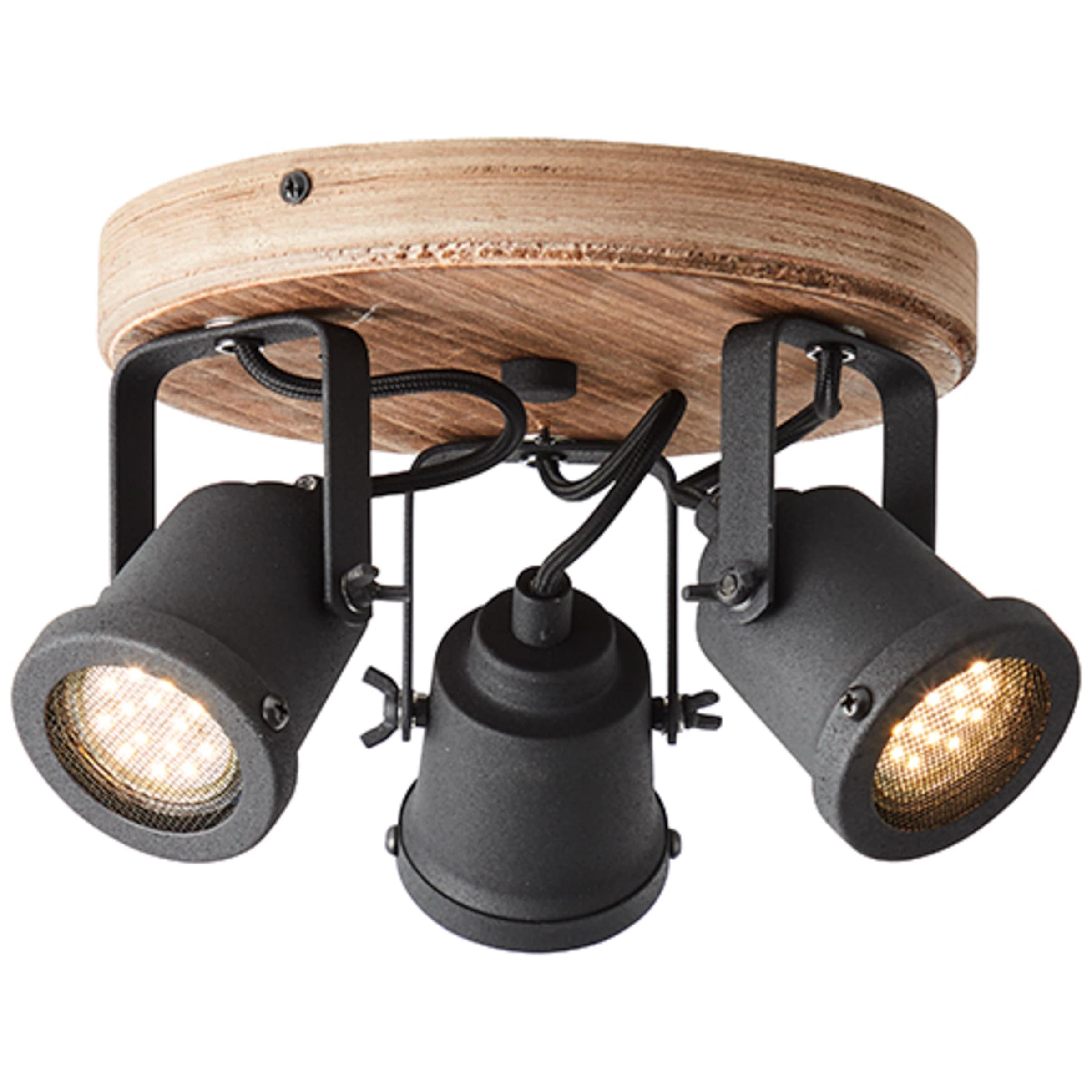 Brilliant Deckenstrahler »Inge«, 3 flammig, Leuchtmittel GU10 | ohne Leuchtmittel, Ø 26 cm, 3 x GU10, Metall/Holz, schwenkbar, holz dunkel/schwarz