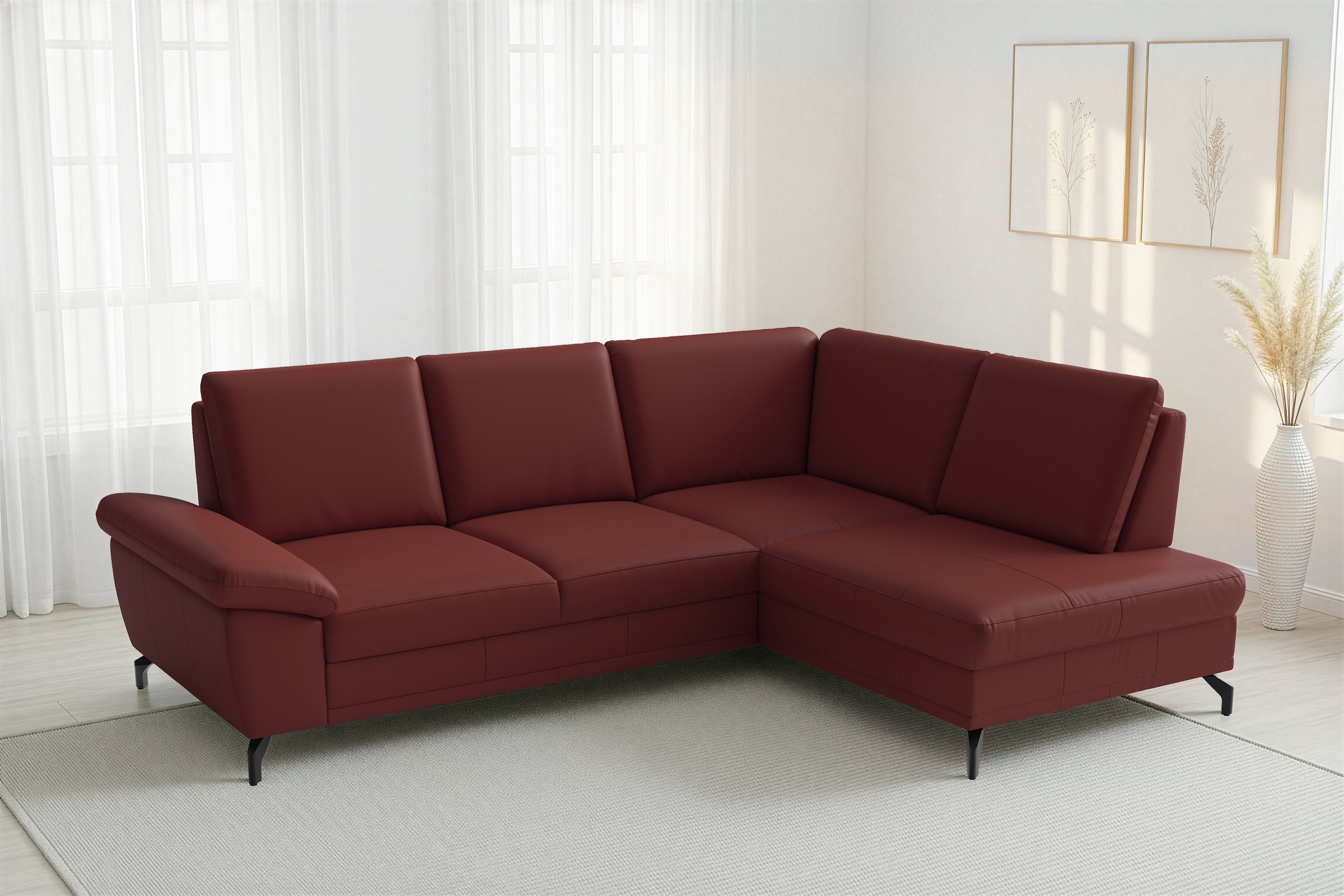 sit&more Ecksofa »Chelsea Leder L-Form, B:249 cm, inkl. Armteil- & Sitztiefenverstellung« optional mit Bettfunktion und Bettkasten