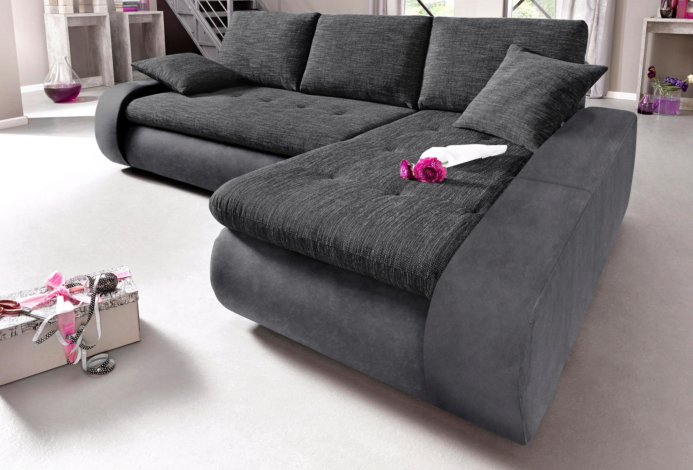TRENDMANUFAKTUR Ecksofa »Indie, modern und bequem, Materialmix, OTTOs Choic günstig online kaufen