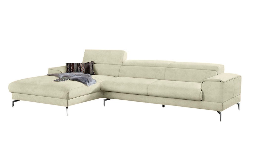 W.SCHILLIG Ecksofa »piedroo, Designsofa mit tollem Sitzkomfort, elegant und bequem, L-Form«, Kopfteilverstellung, wahlweise mit Sitztiefenverstellung, Breite 343cm