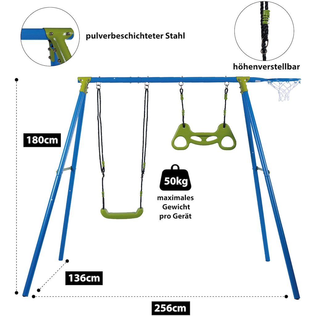 SANDORA Schaukelkombination, Schaukel + Glider + Ballring, Belastungsgewicht beidseitig max 100 Kg