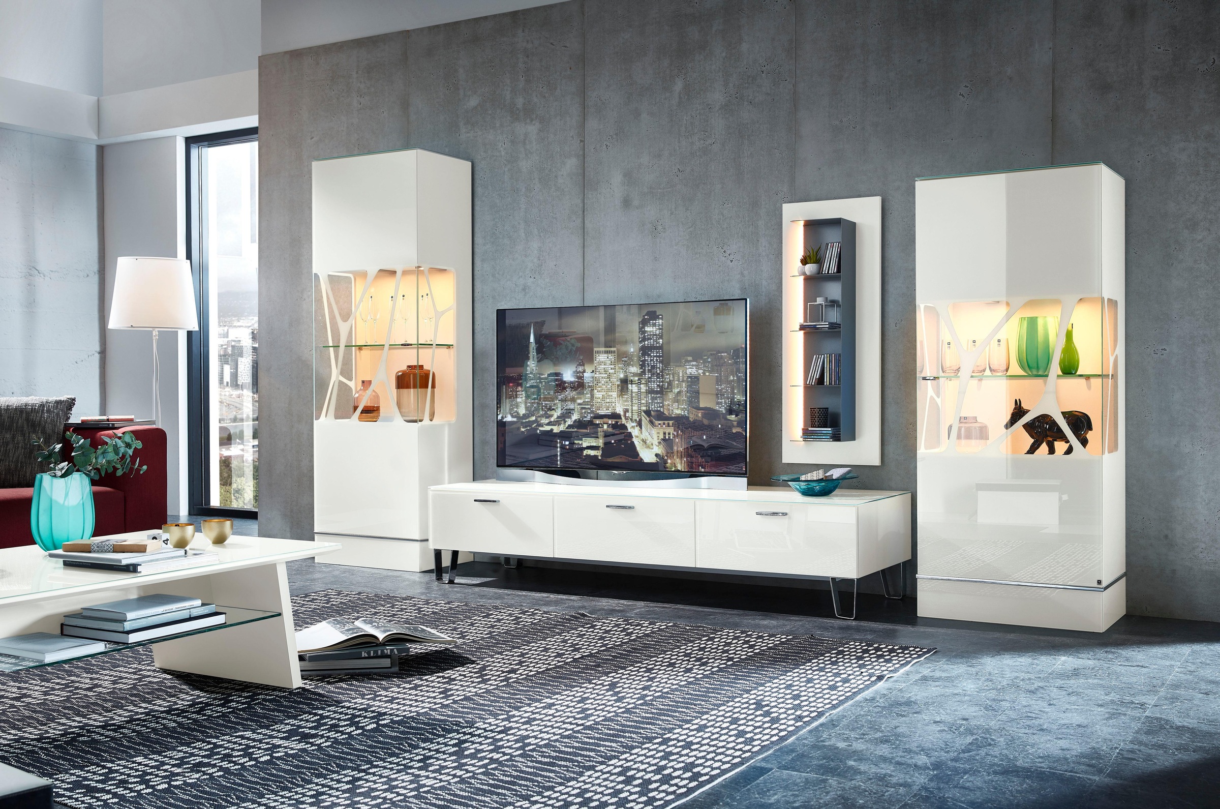 LEONARDO Lowboard »CUBE«, auf Designfüßen, mit 3 Schubladen, Breite 189 cm