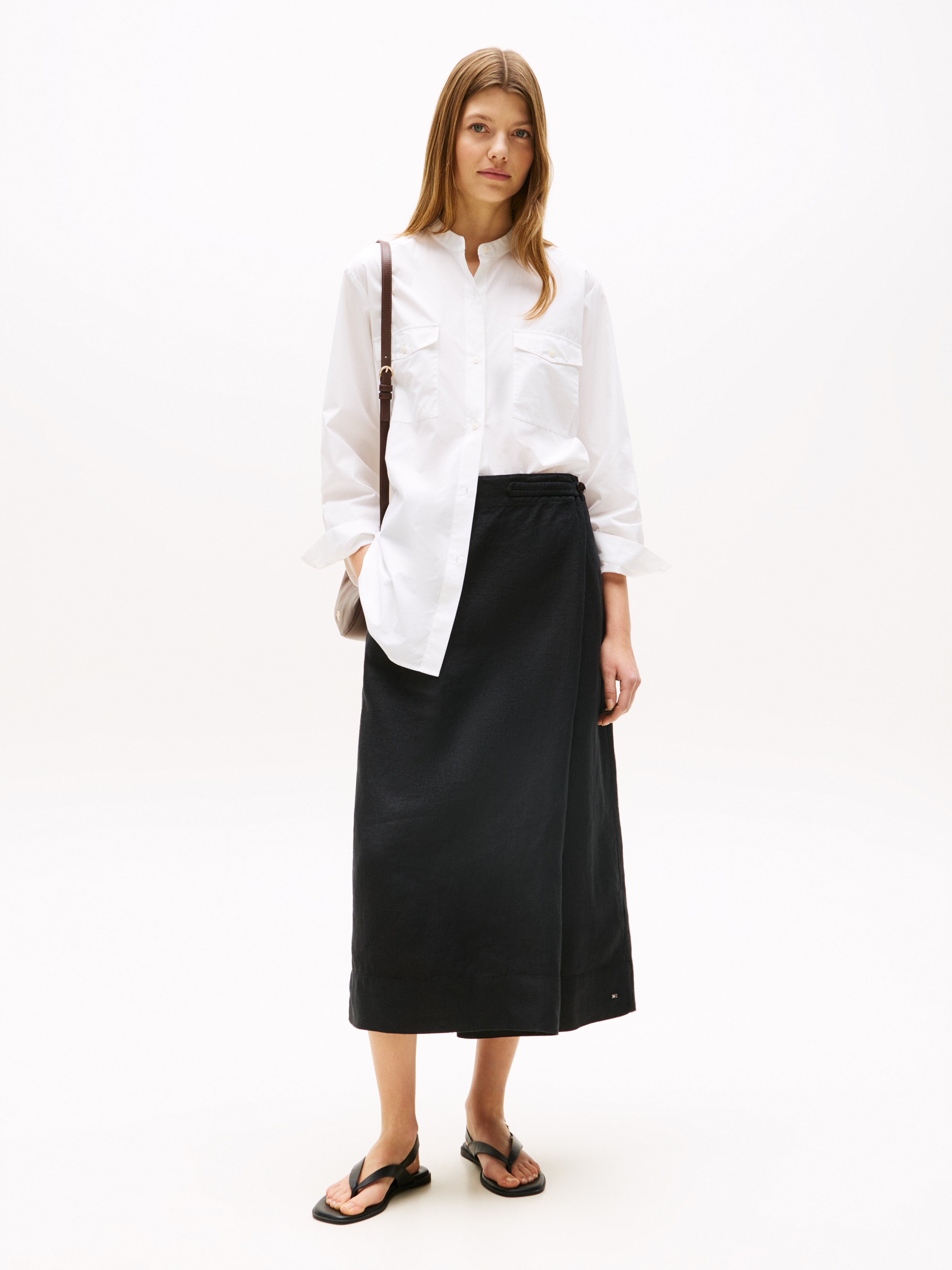 Tommy Hilfiger Wickelrock »ESS LINEN KNEE WRAP SKIRT«