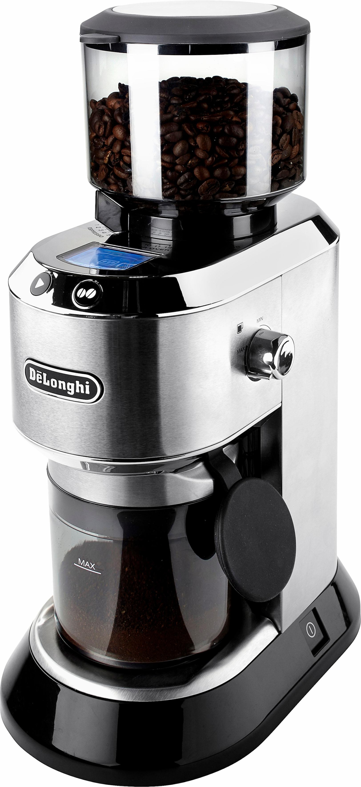 De'Longhi Kaffeemühle »Dedica KG521.M«, 150 W, Kegelmahlwerk, 350 g Bohnenbehälter, inkl. Siebträgeradapter