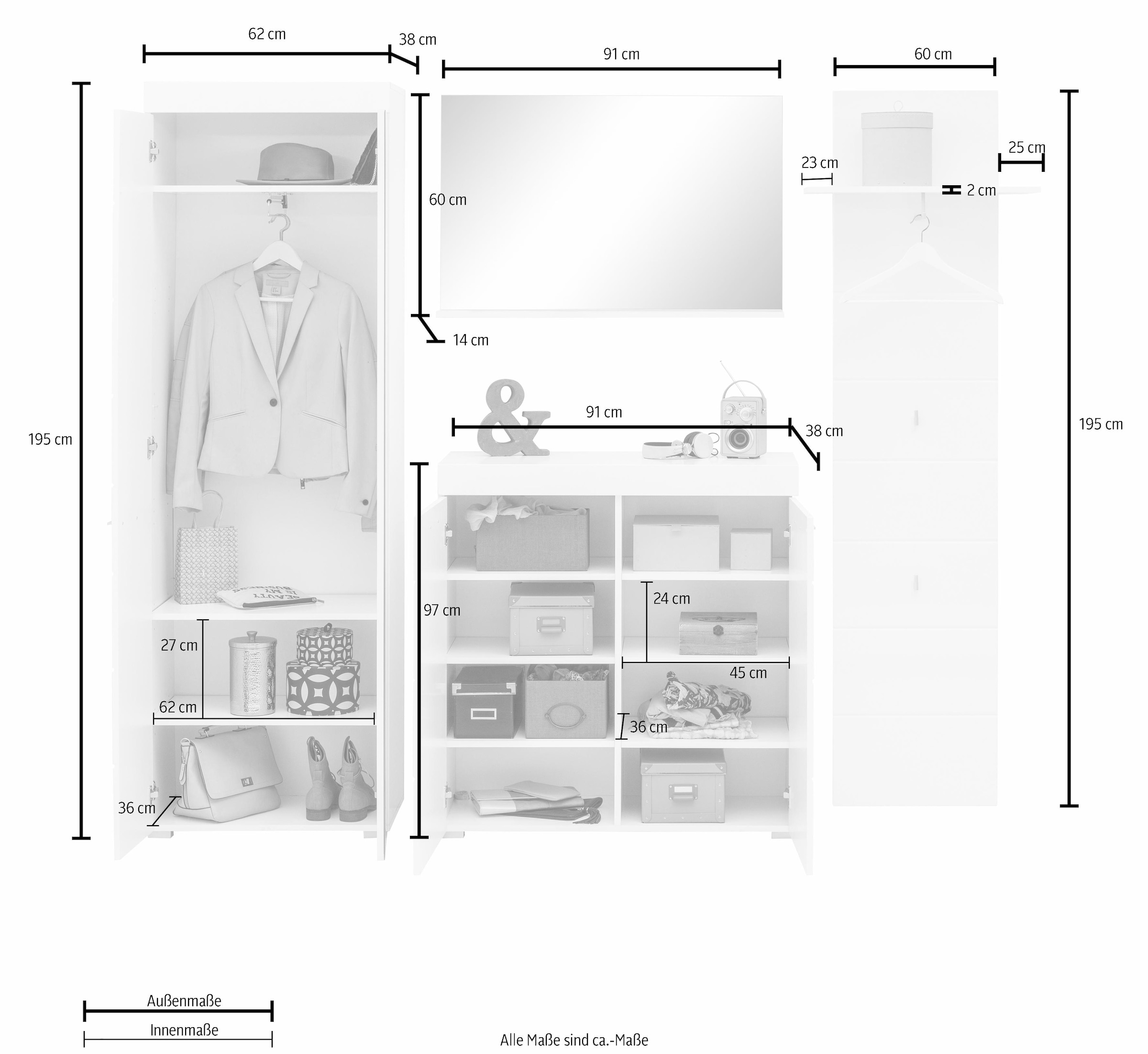 Online-Shop 4 im kaufen »Avena«, St.) INOSIGN Garderoben-Set (Set,