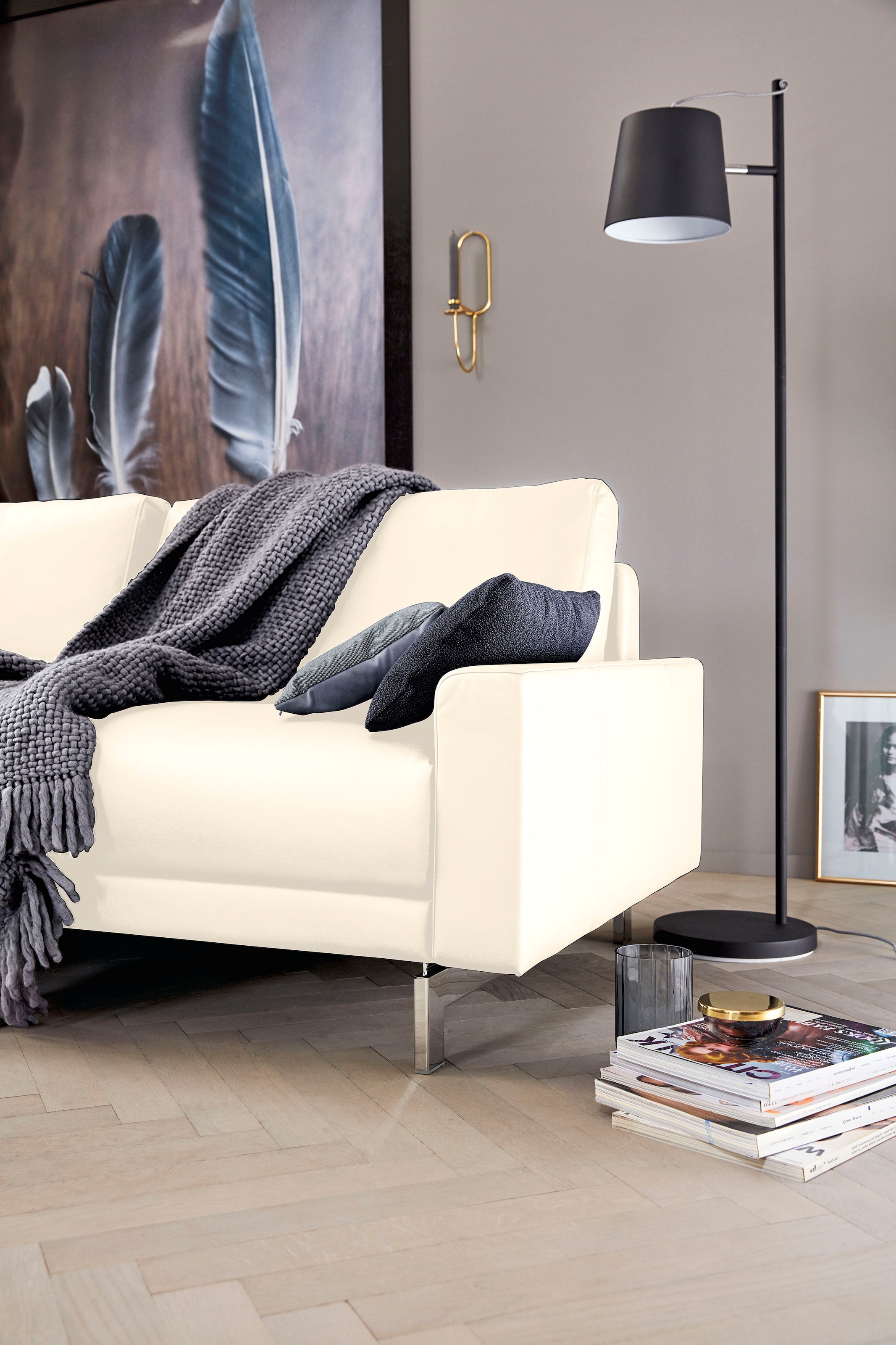 hülsta sofa 2,5-Sitzer »hs.450«, Armlehne niedrig, Fuß chromfarben glänzend,  Breite 184 cm online bestellen