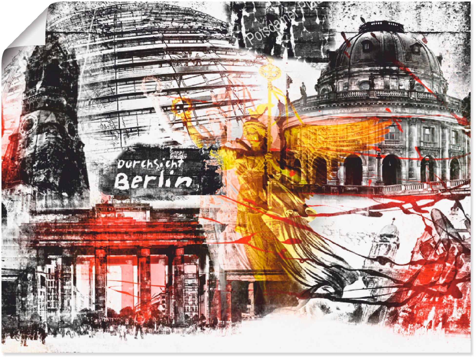 Artland Poster »Berlin Skyline Abstrakte Collage«, Architektonische Elemente, (1 St.), als Leinwandbild, Wandaufkleber oder Poster in versch. Größen