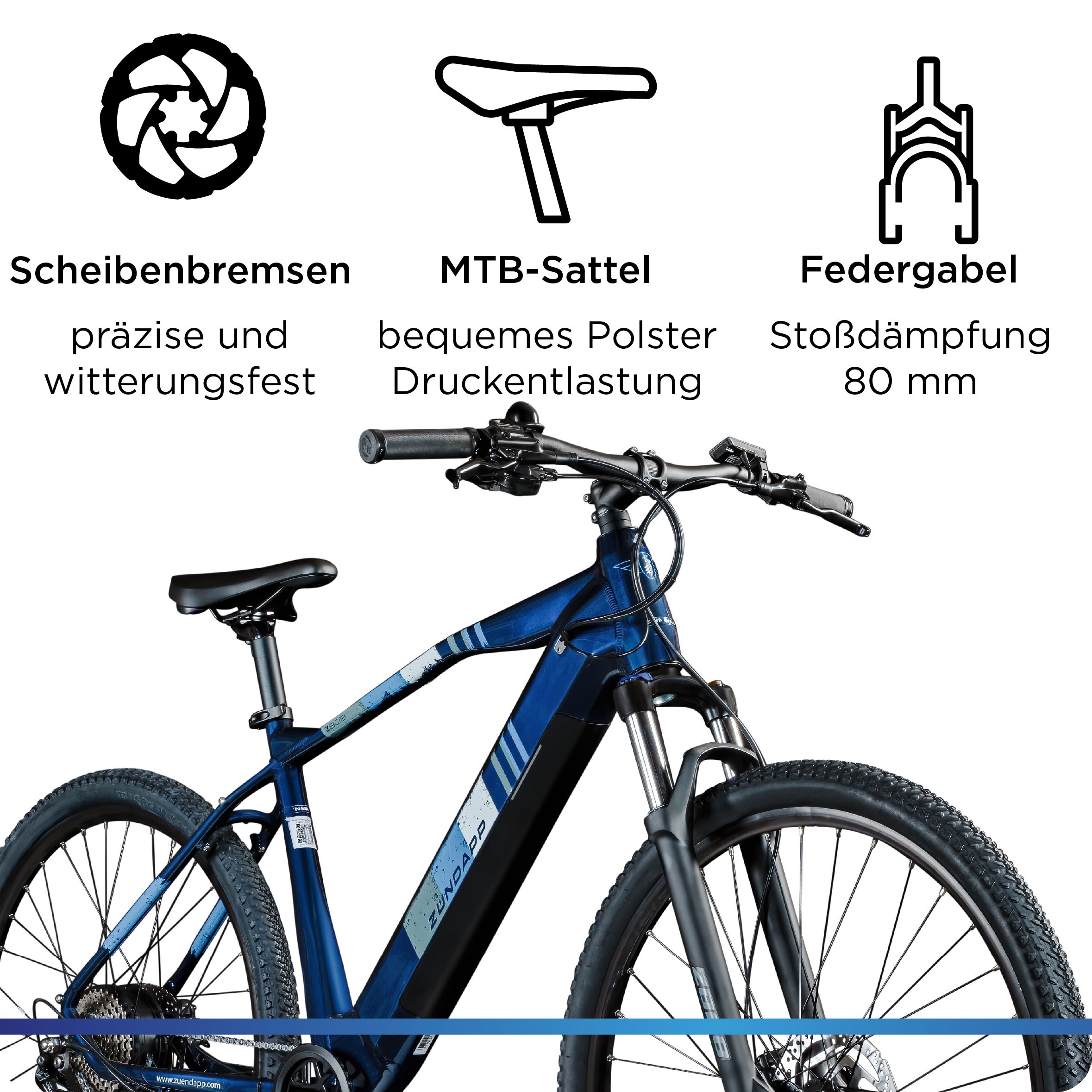 Zündapp E-Bike »Z808«, 10 Gang, Shimano, Deore RD-T6000, Heckmotor 250 W