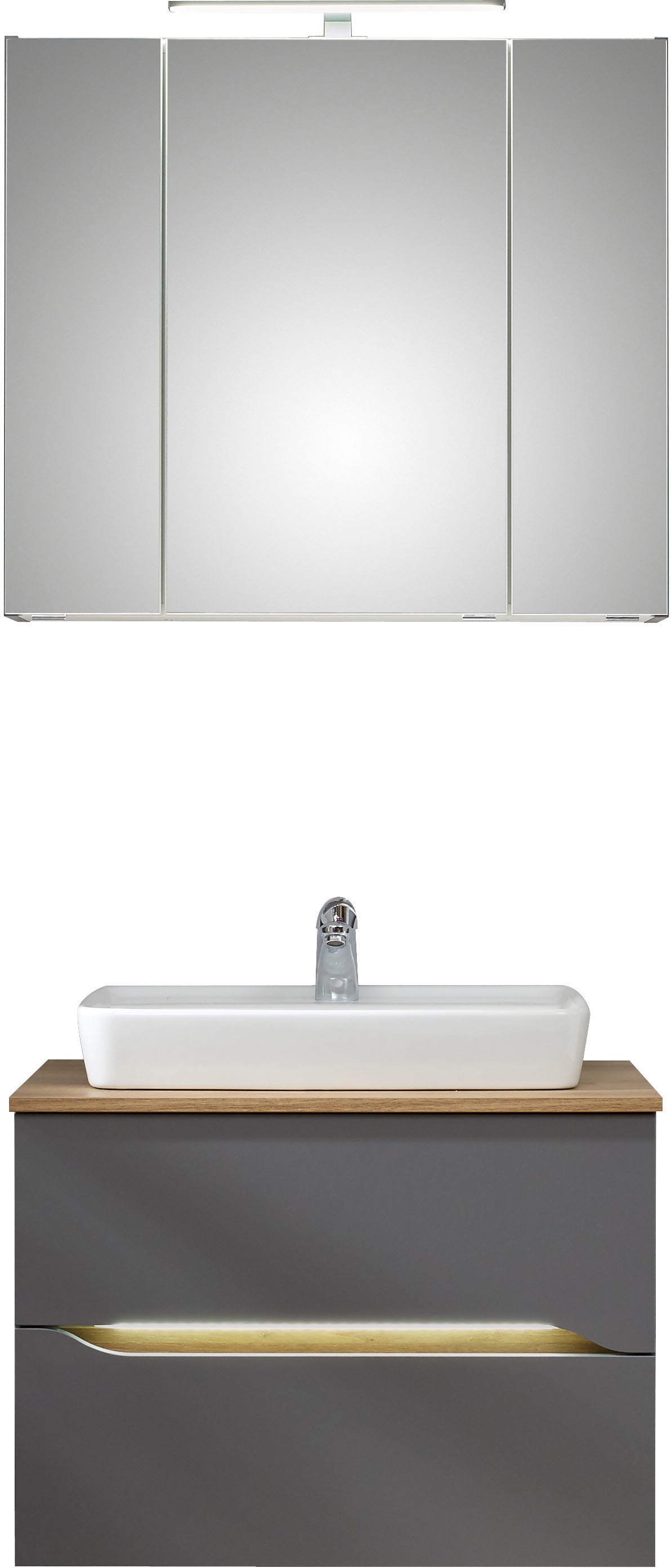 Saphir Badmöbel-Set »Quickset 2-teilig, Keramik-Aufsatzbecken mit LED-Spieg günstig online kaufen