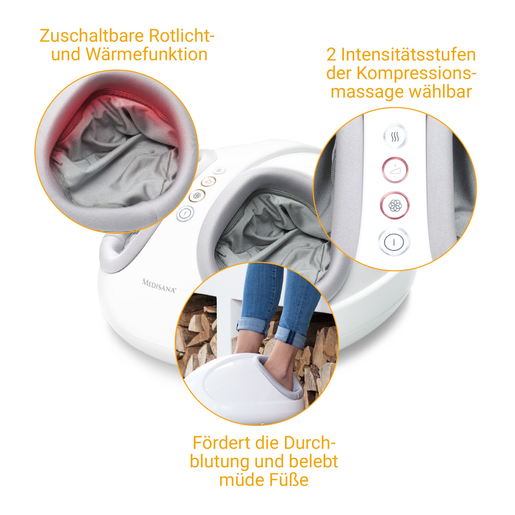 Medisana Fußmassagegerät »FM 888«, Shiatsu-Massage, Kompressionsmassage, komfortabel bis Schuhgröße 46