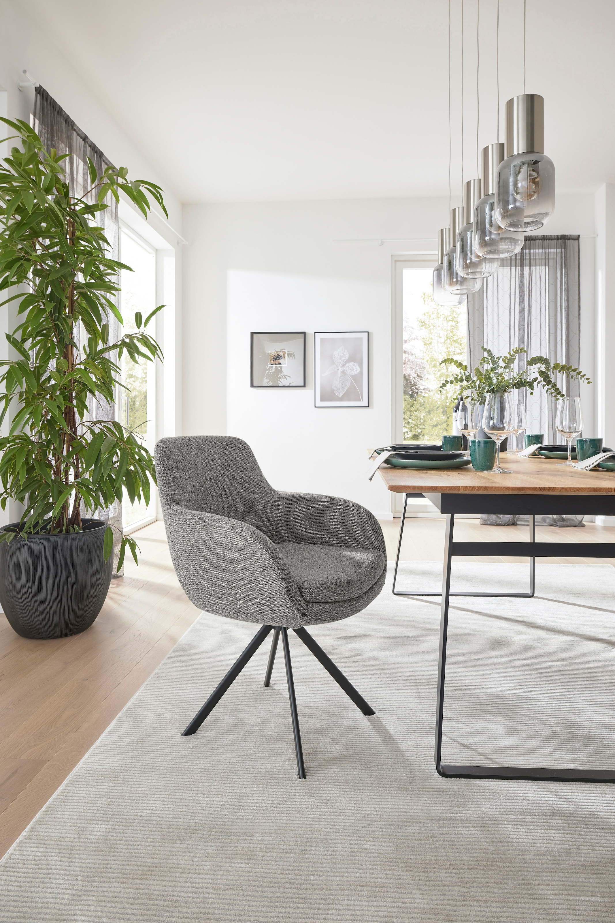 Musterring Esszimmerstuhl »Tavia«, (Set), 2 St., Chenille, Stativgestell Ei günstig online kaufen