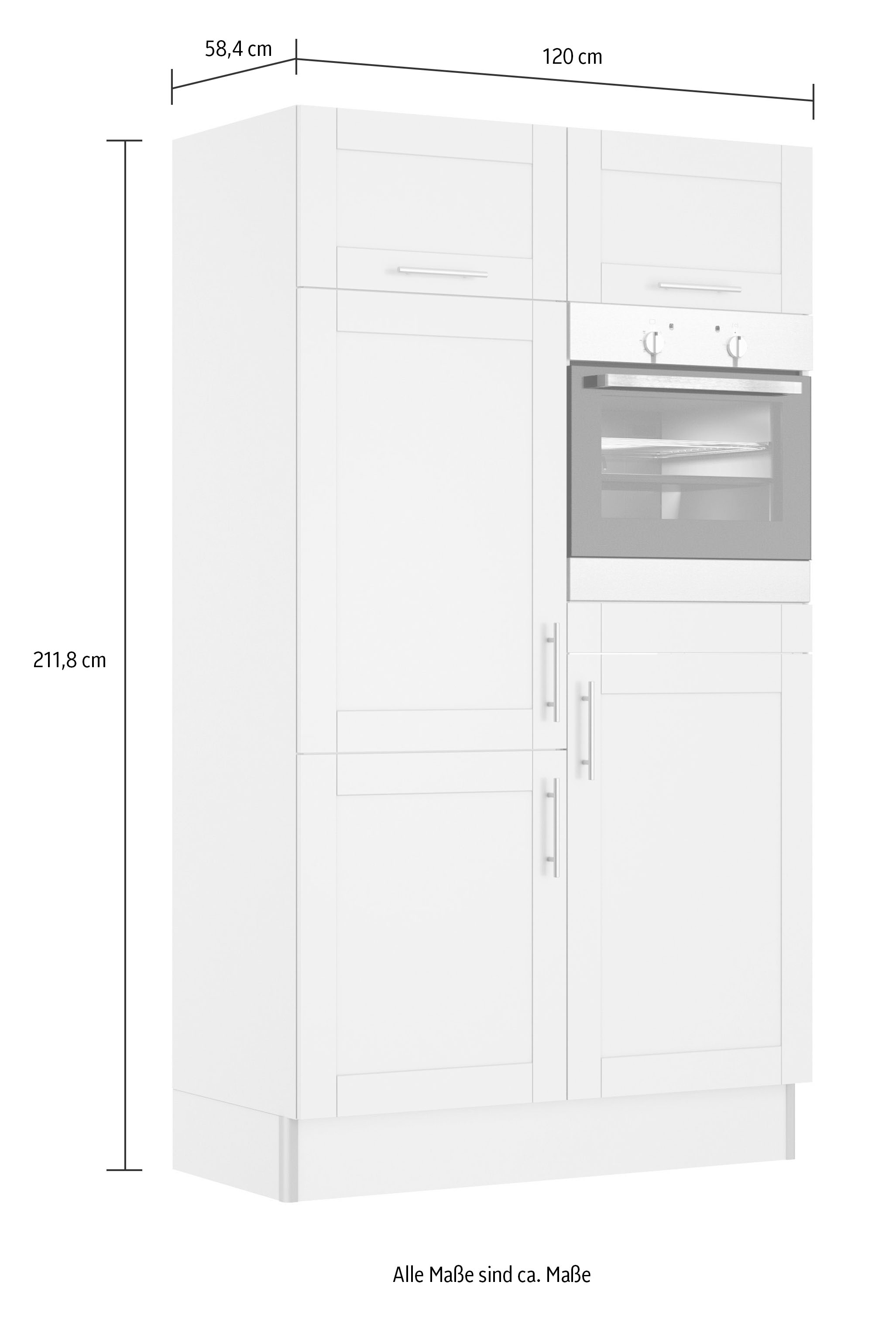 OPTIFIT Küche »Ahus, Back-/Kühlmodul«, Breite auf MDF wahlw. 120 cm, Fronten Funktion, Raten Soft Close kaufen mit E-Geräten