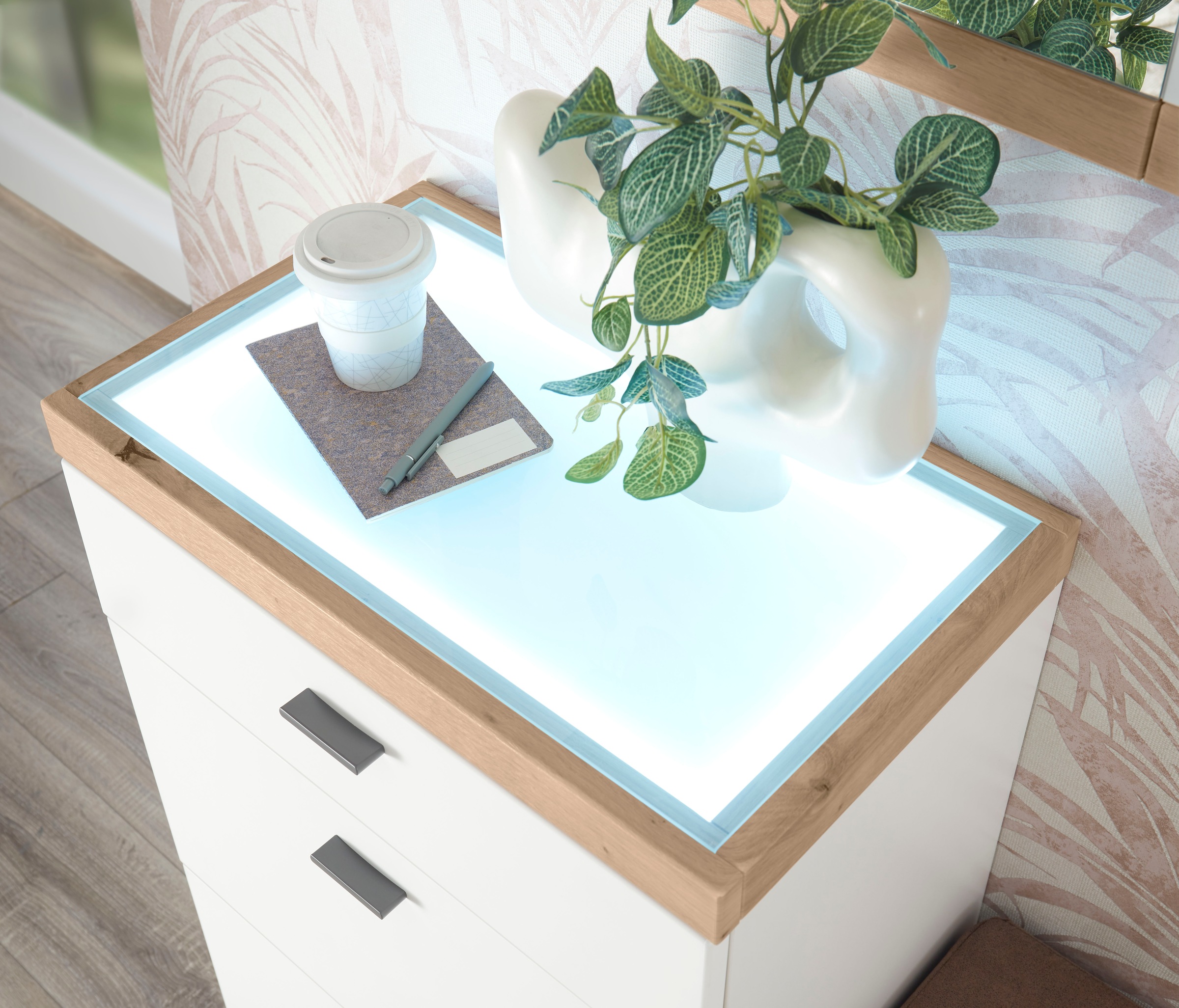 set one by Musterring Highboard »Lancaster Dielen«, inklusive LED-Beleuchtung, in 2 Farben erhältlich, B 61 x H 91 cm