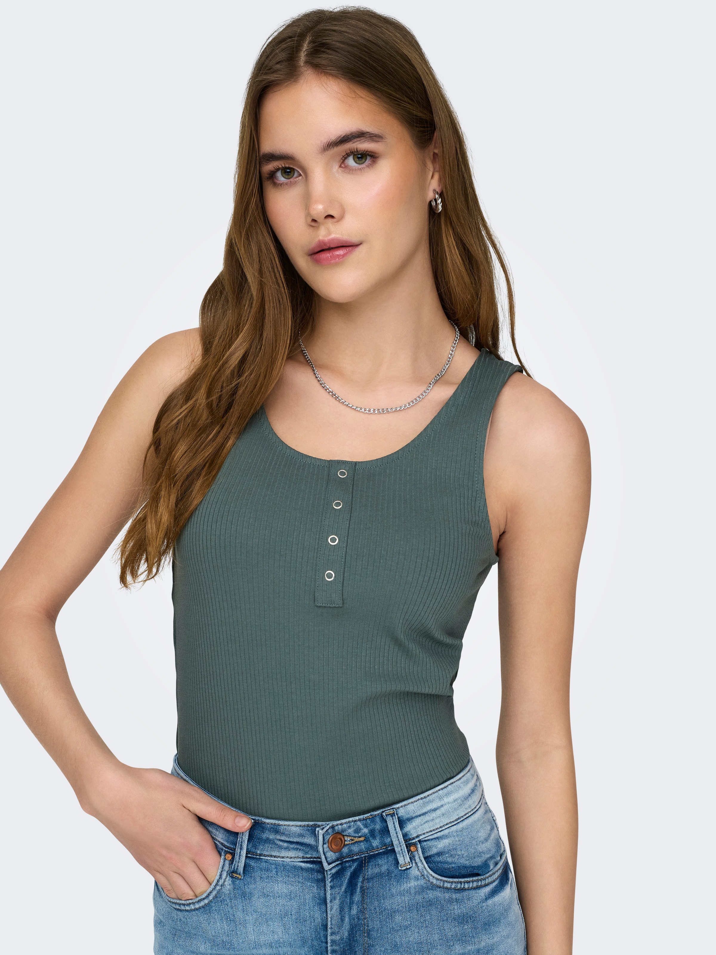 ONLY Ripptanktop »ONLSIMPLE LIFE S/L BUTTON TOP JRS CS 2PK« Packung, 2 Stk.