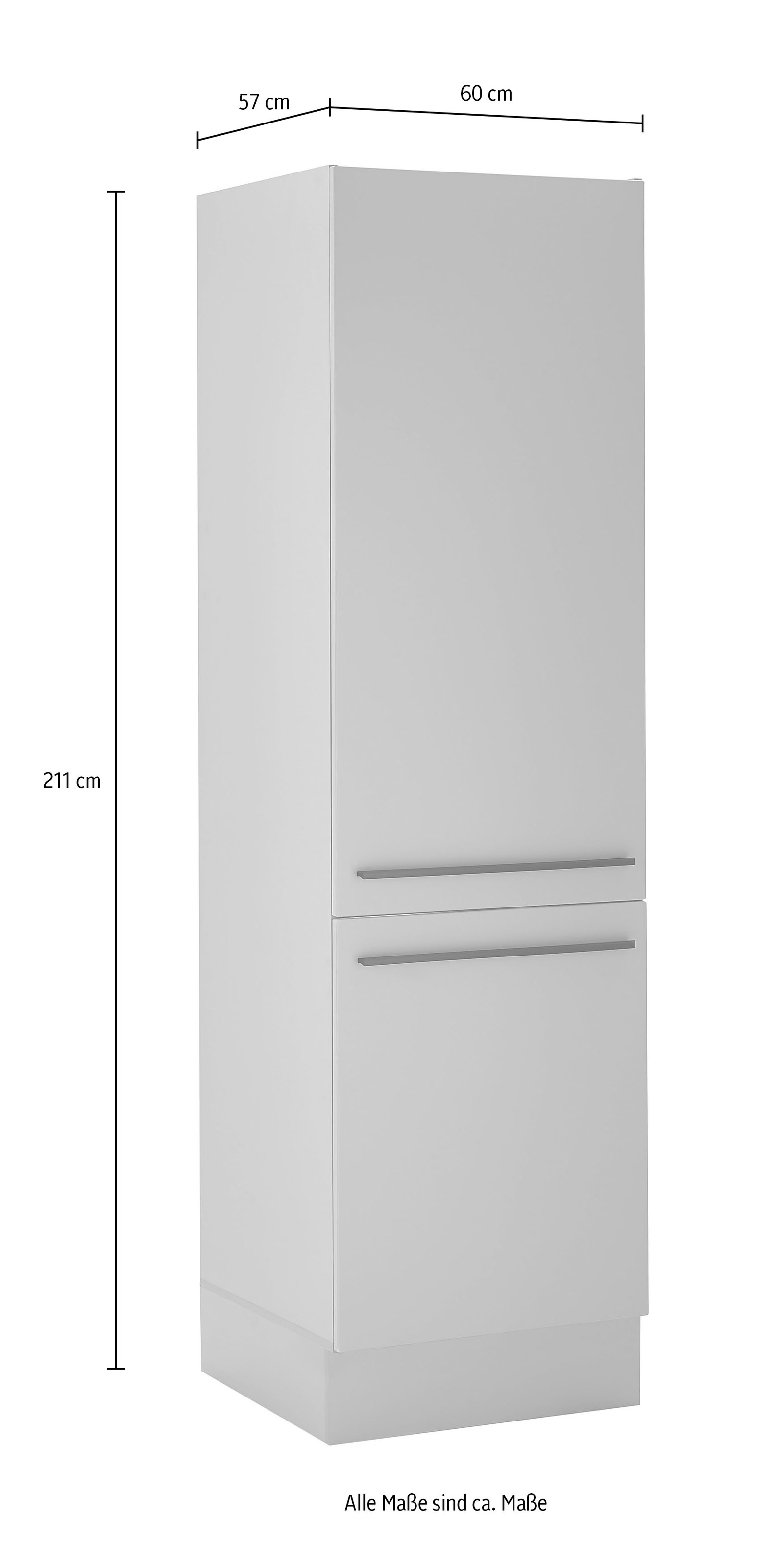 BASIC by Balculina Kühlumbauschrank »Denver, Küchenschrank BxHxT 60 x 211 x 57«, (1 St.), Breite 60cm, in grau matt/lancelot eiche