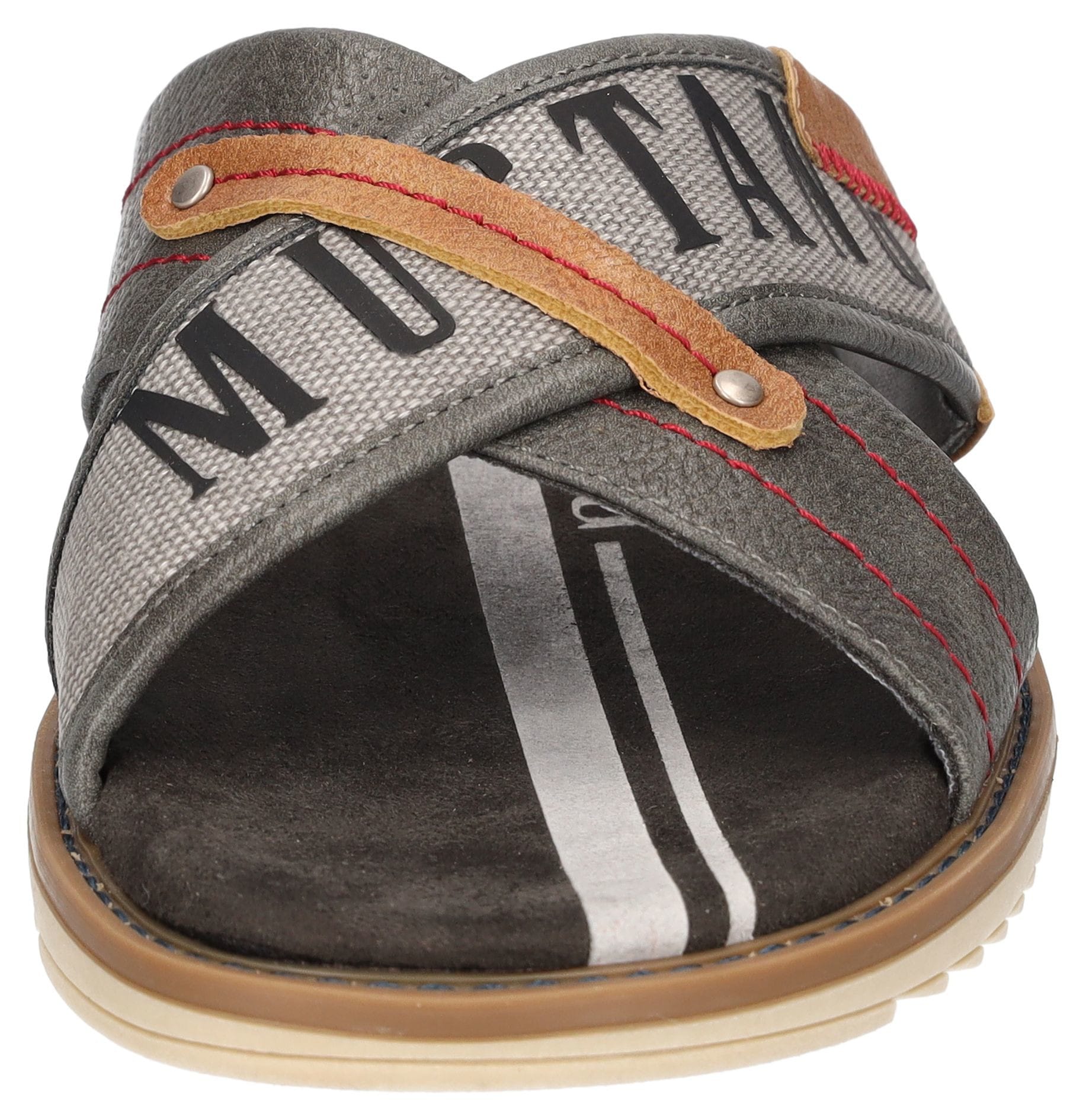Mustang Shoes Pantolette, Sommerschuh, Schlappen, Poolslides, mit auffälligem Logoschriftzug