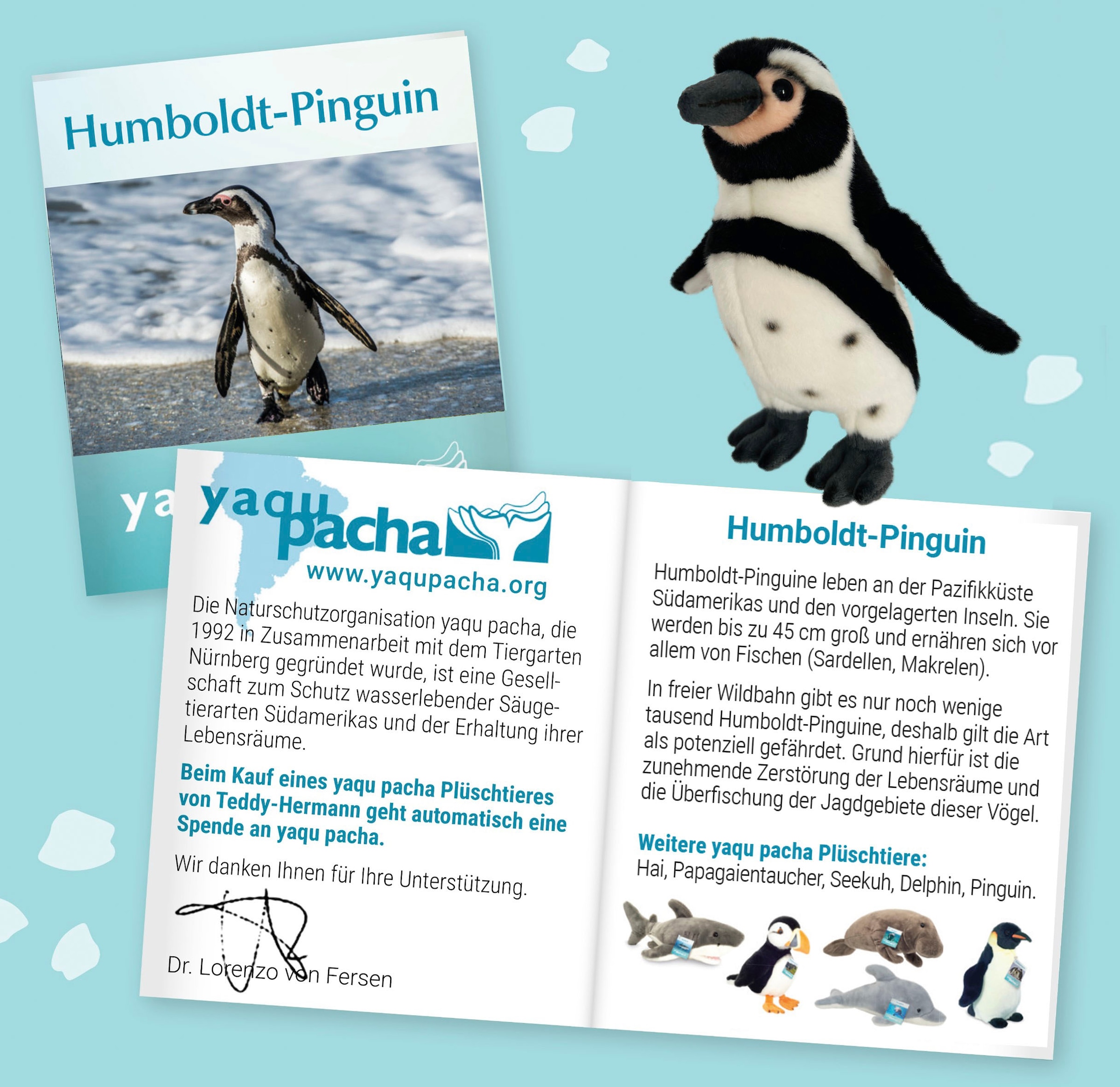 Teddy Hermann® Kuscheltier »yaqu pacha, Humboldt-Pinguin, 25 cm«, zum Teil aus recyceltem Material