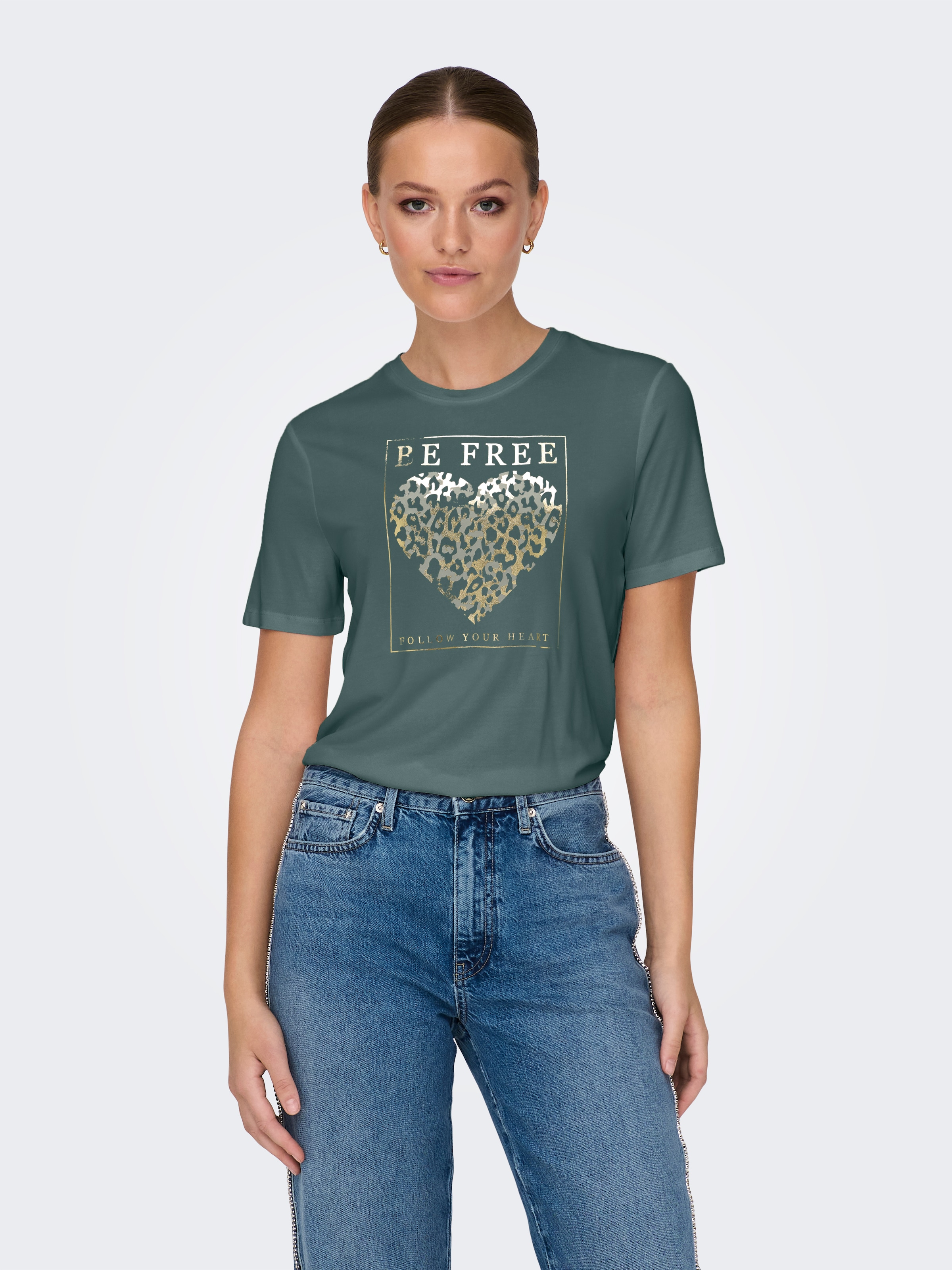 ONLY Kurzarmshirt »ONLFREE LIFE MODAL S/S ATELIER TOP JRS« Materialmix, Rundhals