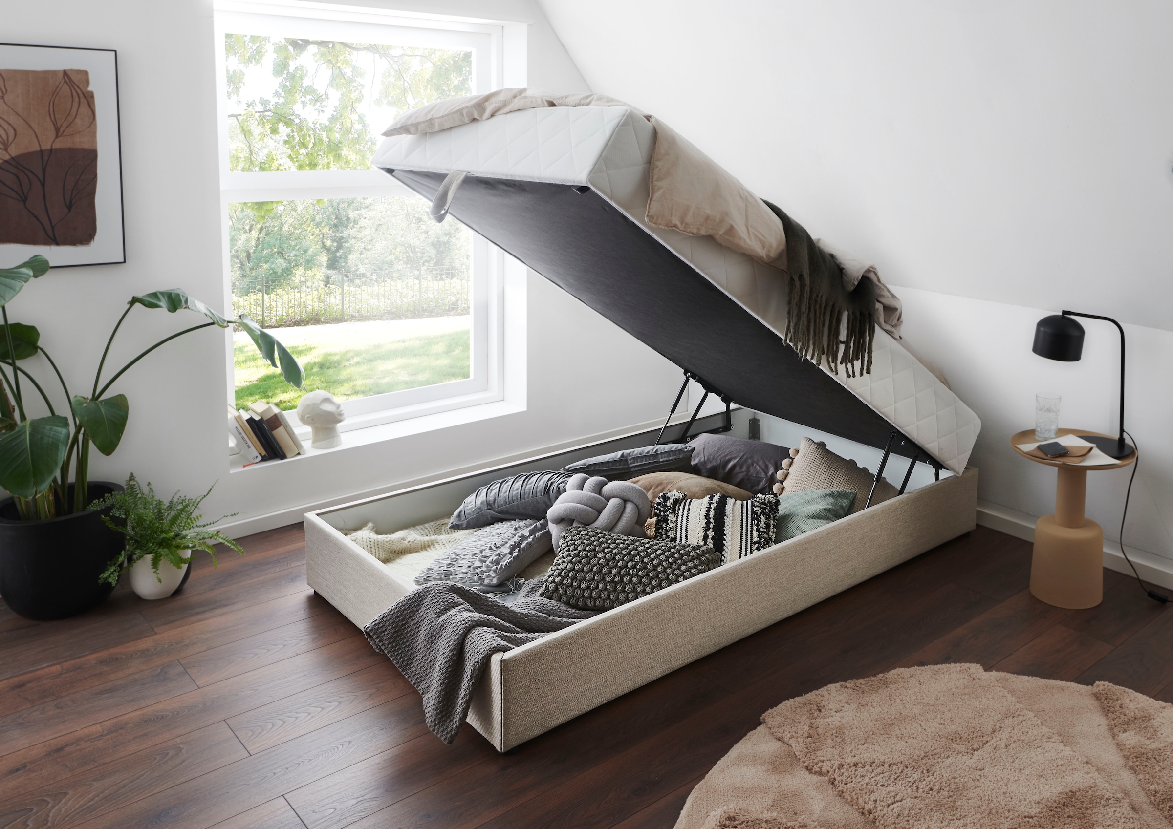 ATLANTIC home collection Boxbett »BELINA« mit Taschenfederkernmatratze und geräumigem Bettkasten