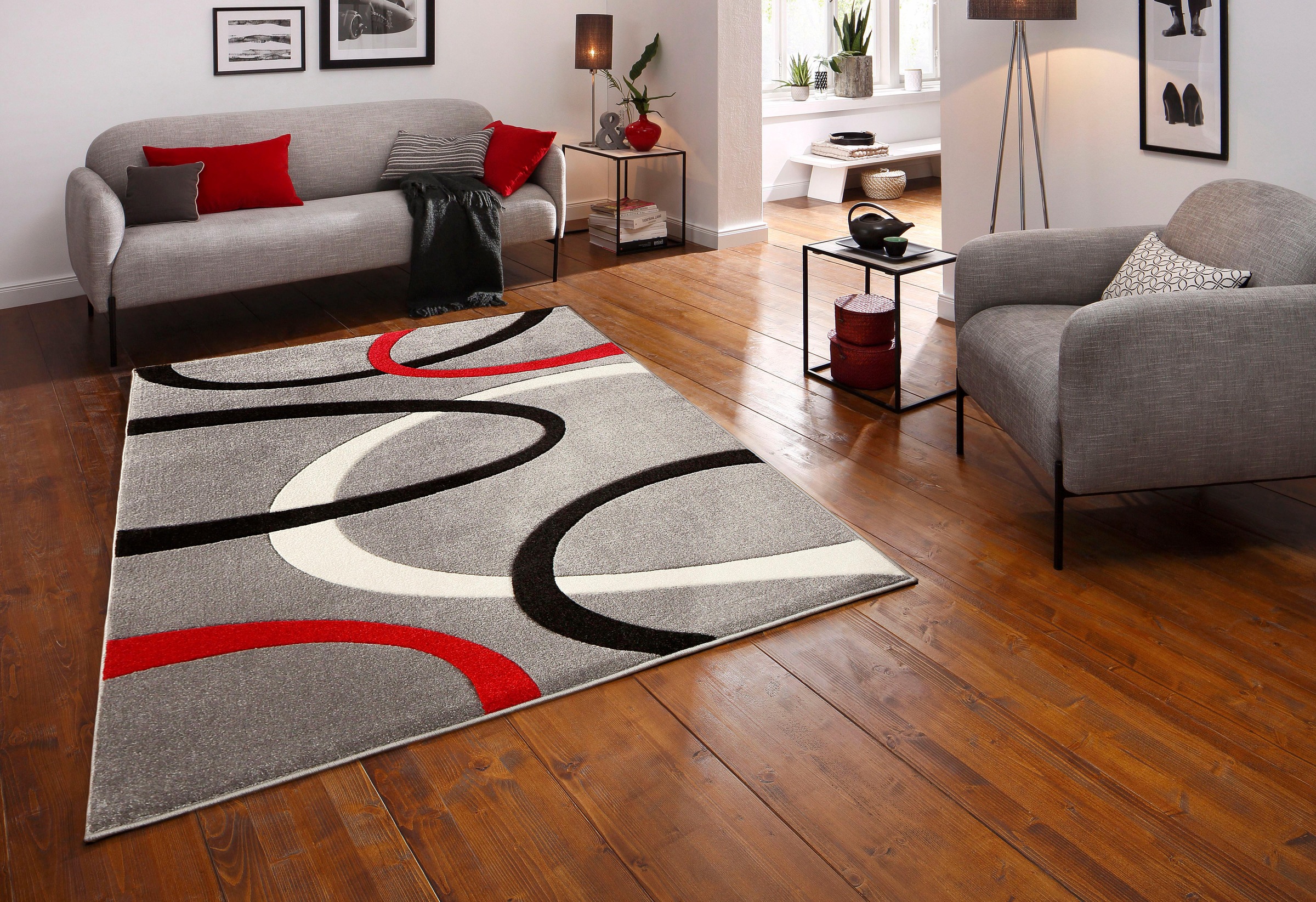 my home Teppich »Bill«, rechteckig, mit handgearbeitetem Konturenschnitt, Kurzflor, elegant, 3D-Design