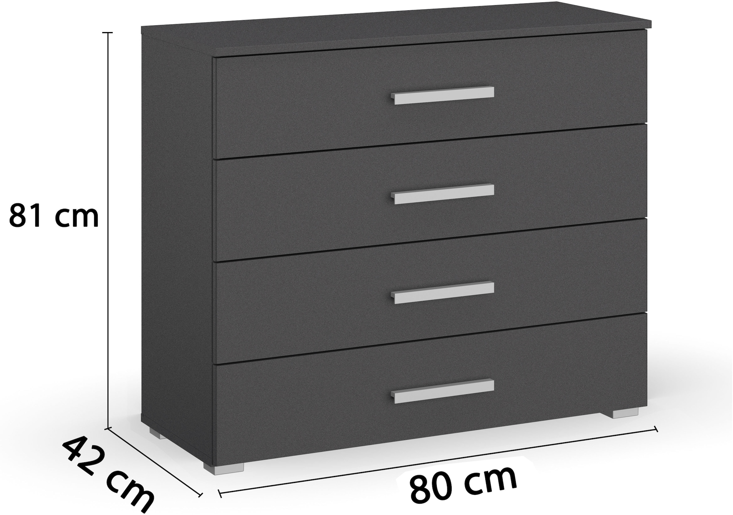 rauch Schubkastenkommode »Sideboard Kommode Schubkastenkommode KOLUNA mit Dekorfront«, (Breite 80 cm inkl. Soft-Close-Funktion), vier große und geräumige Schubladen mit viel Stauraum MADE IN GERMANY