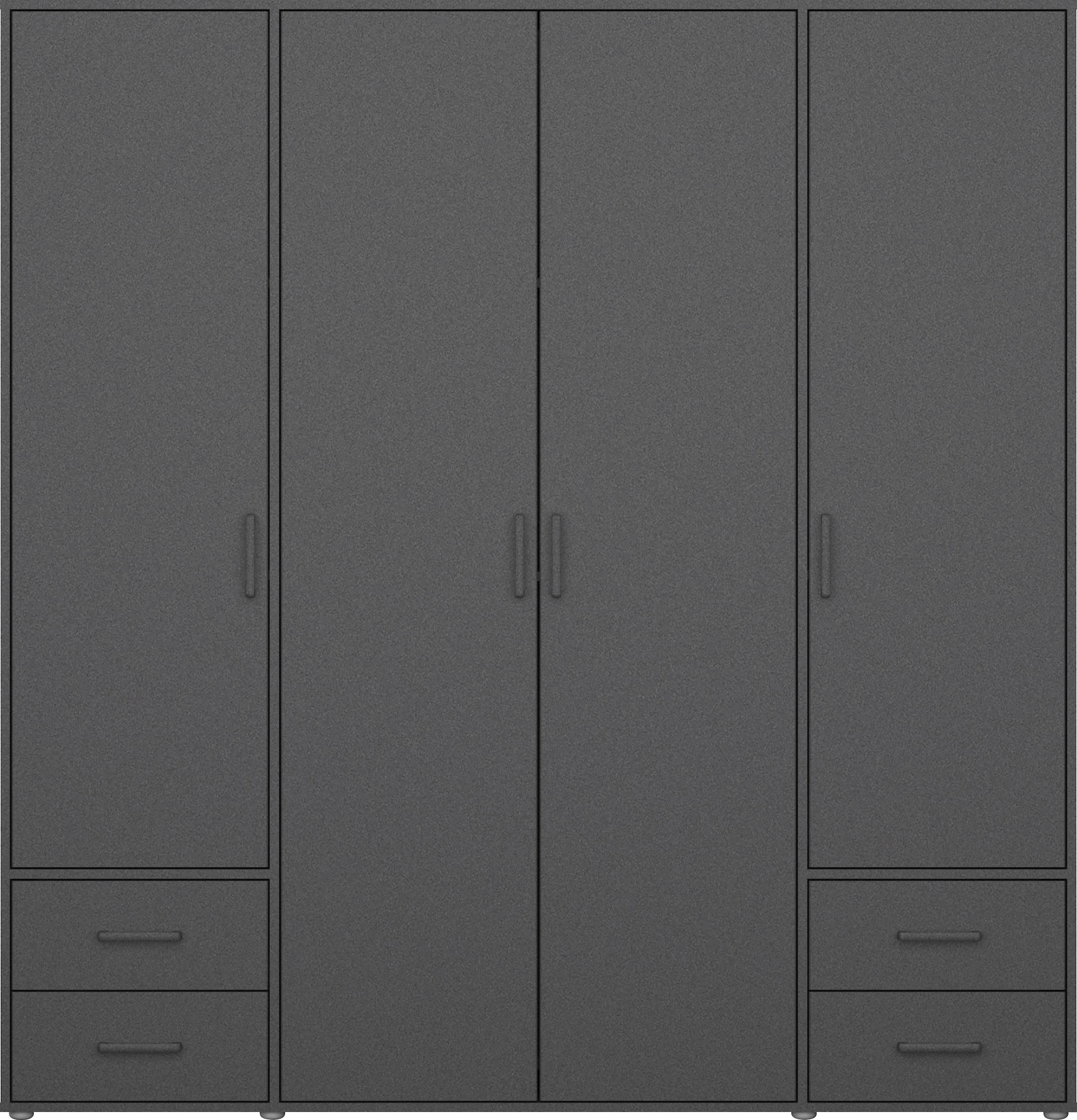 rauch Drehtürenschrank »Kleiderschrank Schrank Garderobe Wäscheschrank VOYAGER«, (in 3 verschiedenen Ausstattungen BASIC/CLASSIC/PREMIUM), moderne Griffe in Graumetallic mit Außenschubkästen MADE IN GERMANY