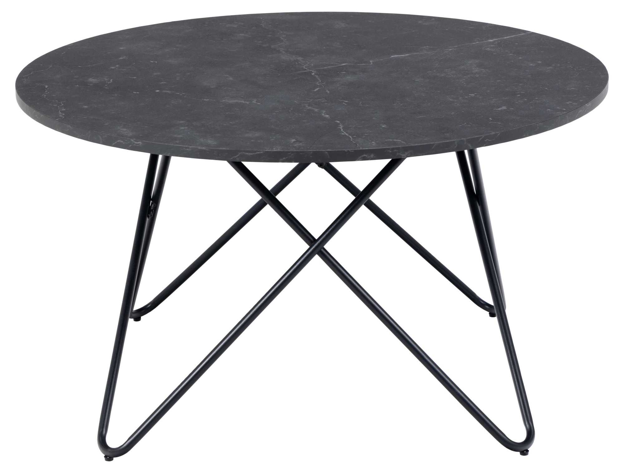 ACTONA GROUP Couchtisch »Wyre TOPSELLER!«, (Wohnzimmertisch, Sofatisch, Kaffeetisch), rund, schwarzer Marmor-Look, schwarzer Stahldrahtfuß, T: 80 cm