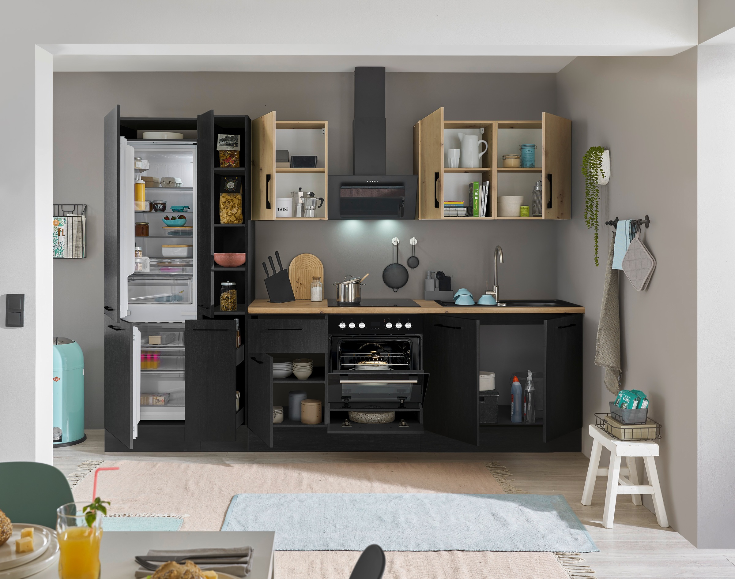 BASIC by Balculina Küchenzeile »Turin«, Breite 300 cm, wahlweise mit E-Geräten