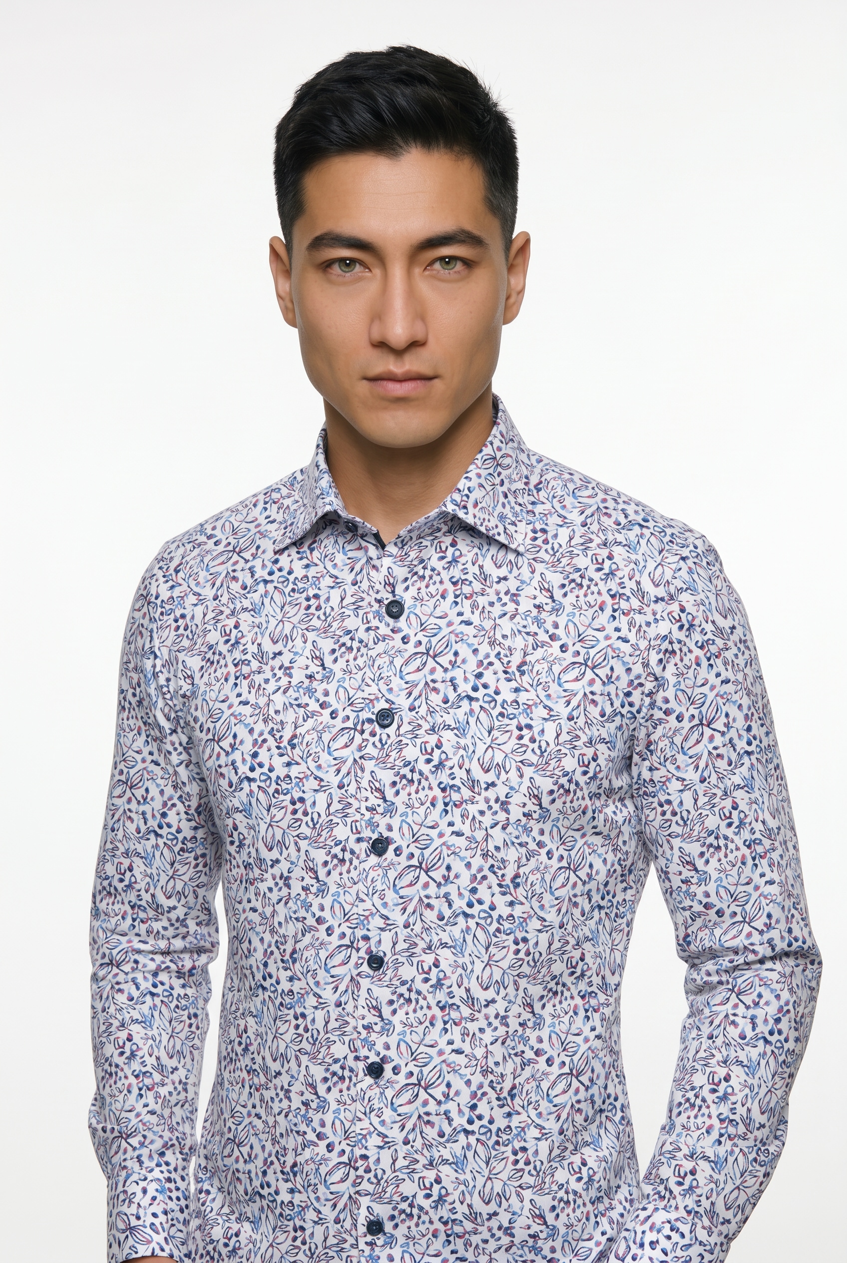 MARVELIS Langarmhemd New York Kentkragen, floraler Print, body fit