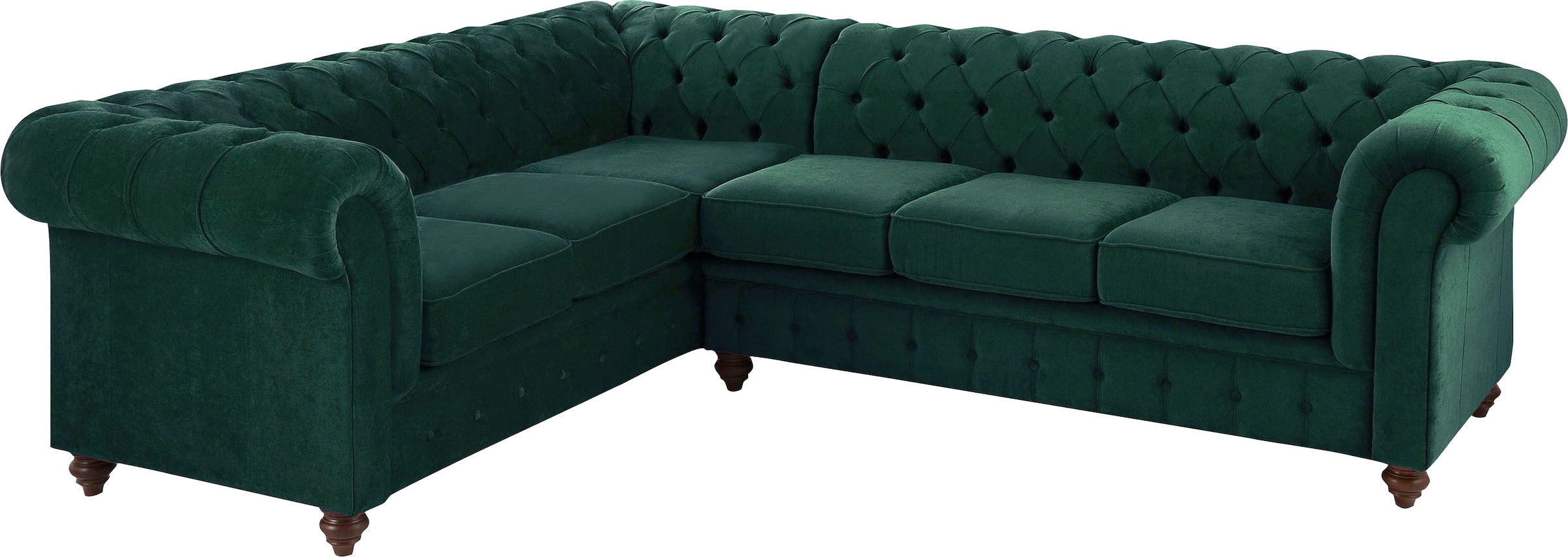 Chesterfield-Sofa »Duc Ecksofa L-Form«, hochwertige Knopfheftung im Rücken, Samtoptik...