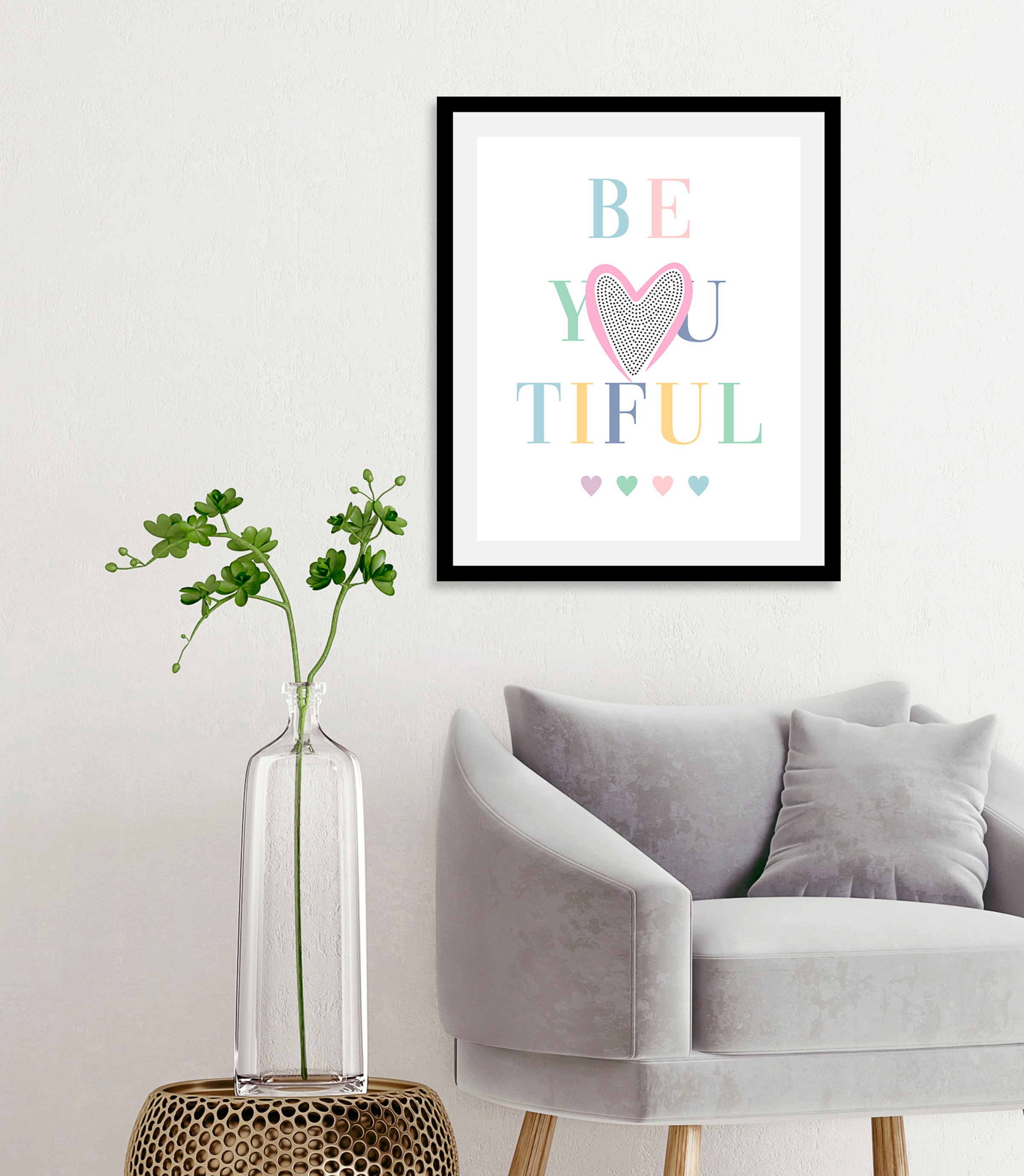 queence Bild »Be-You-Tiful«, Schriftzüge, (1 St.), gerahmt günstig online kaufen
