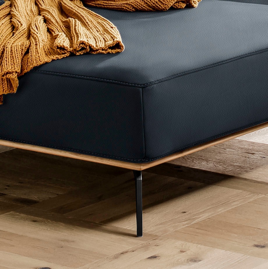 W.SCHILLIG Ecksofa »run, Designsofa mit tollem Sitzkomfort, bequem, L-Form«, mit Holzsockel, Füße in Schwarz pulverbeschichtet, Breite 299 cm