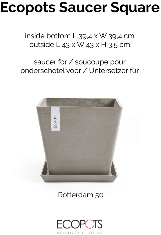 ECOPOTS Blumentopfuntersetzer »ROUND SAUCER Taupe« BxTxH: 43x43x3,5 cm