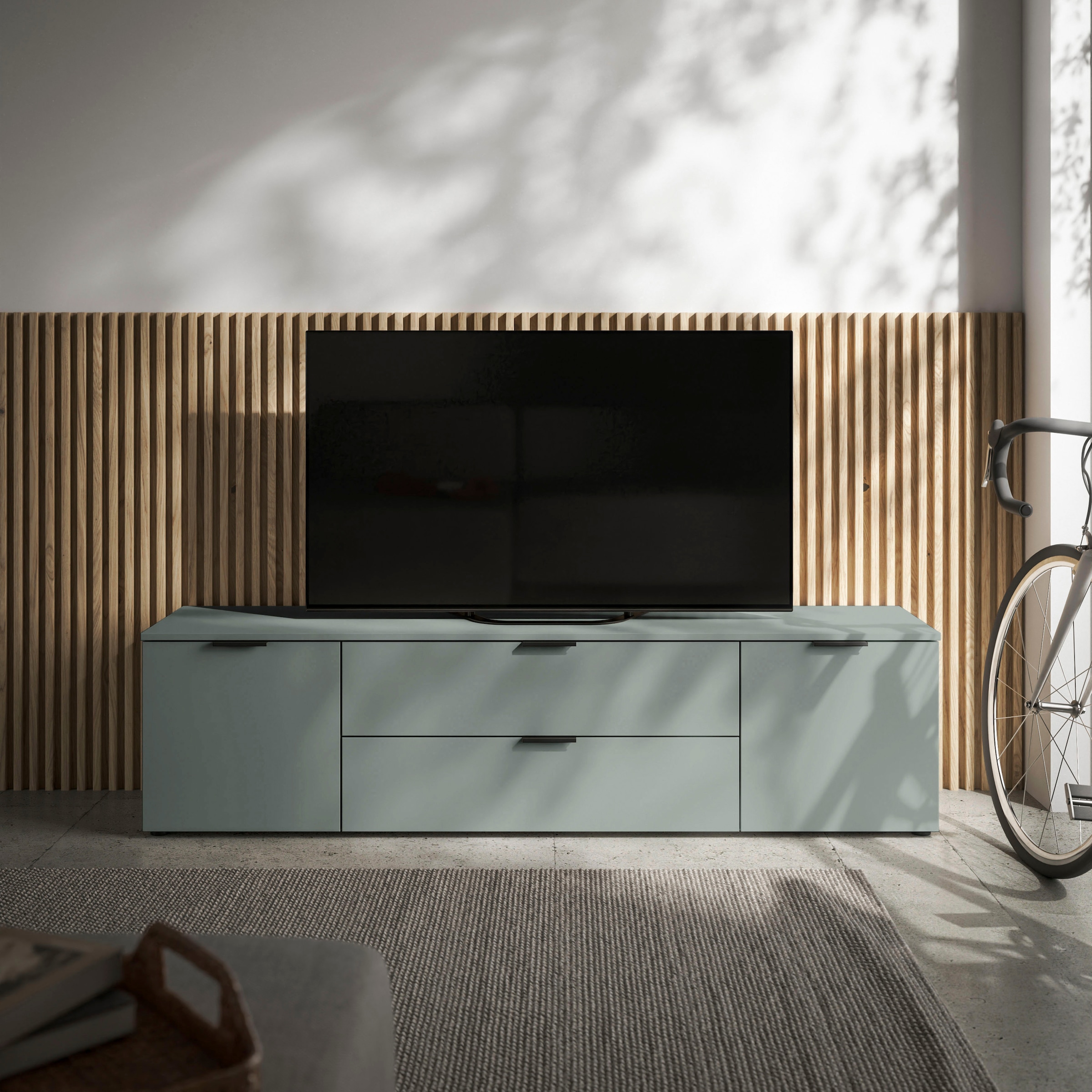 HBZ Lowboard »Linz TV-Unterschrank, BxHxT 180x47x40cm«, (1 St.), Breite 180cm,Lip-Griff, Melaminbeschichtung