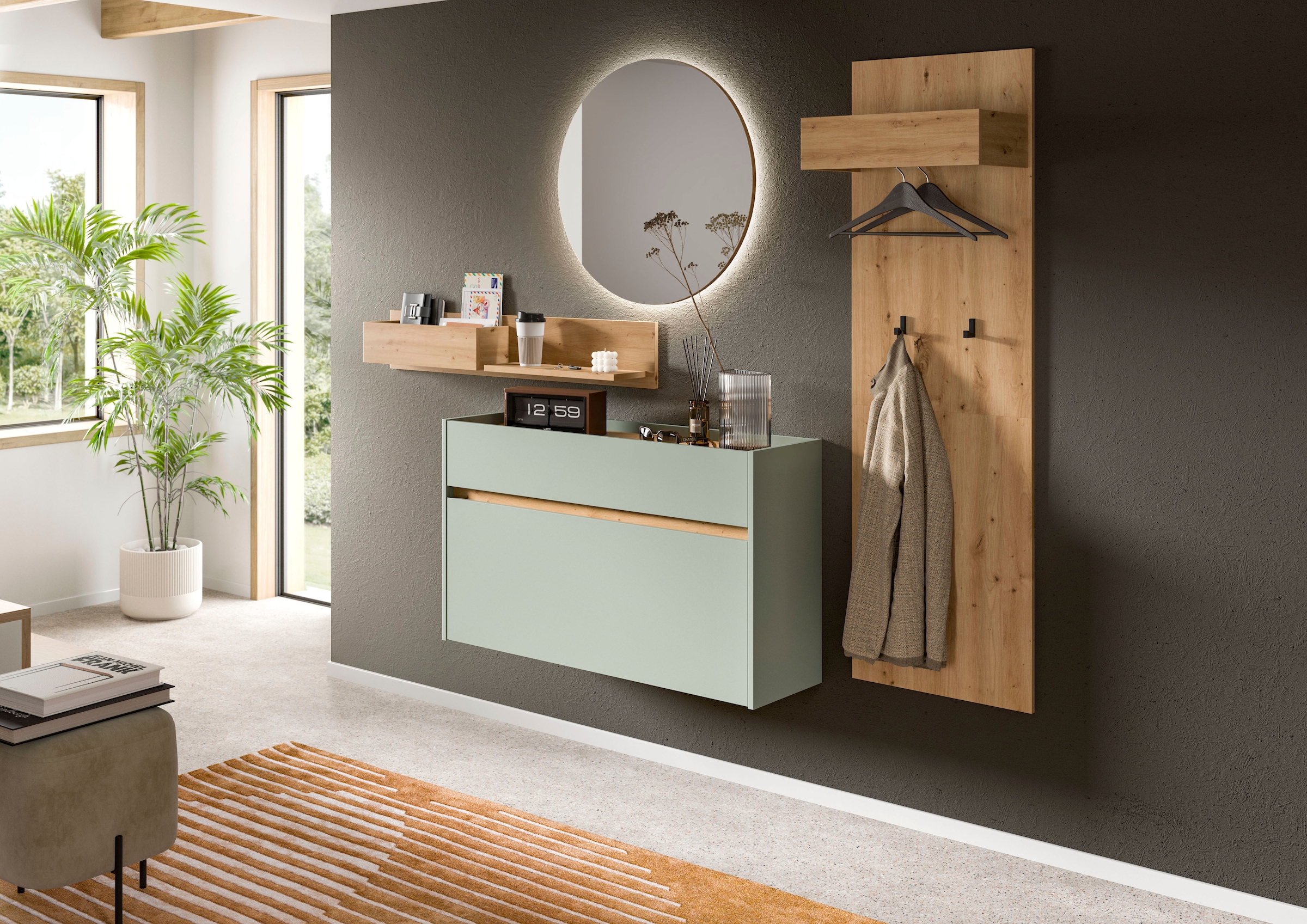 INOSIGN Garderoben-Set »EVRID, 4-teilig, Breite 205 cm, inkl. Beleuchtung« günstig online kaufen