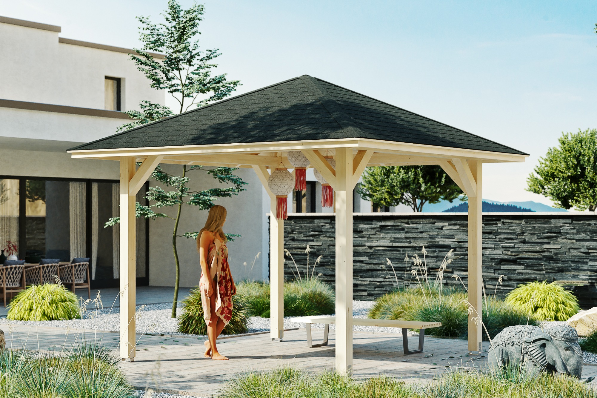 Skanholz Holzpavillon »Cannes 1«, Leimholz, 294 x 294 cm