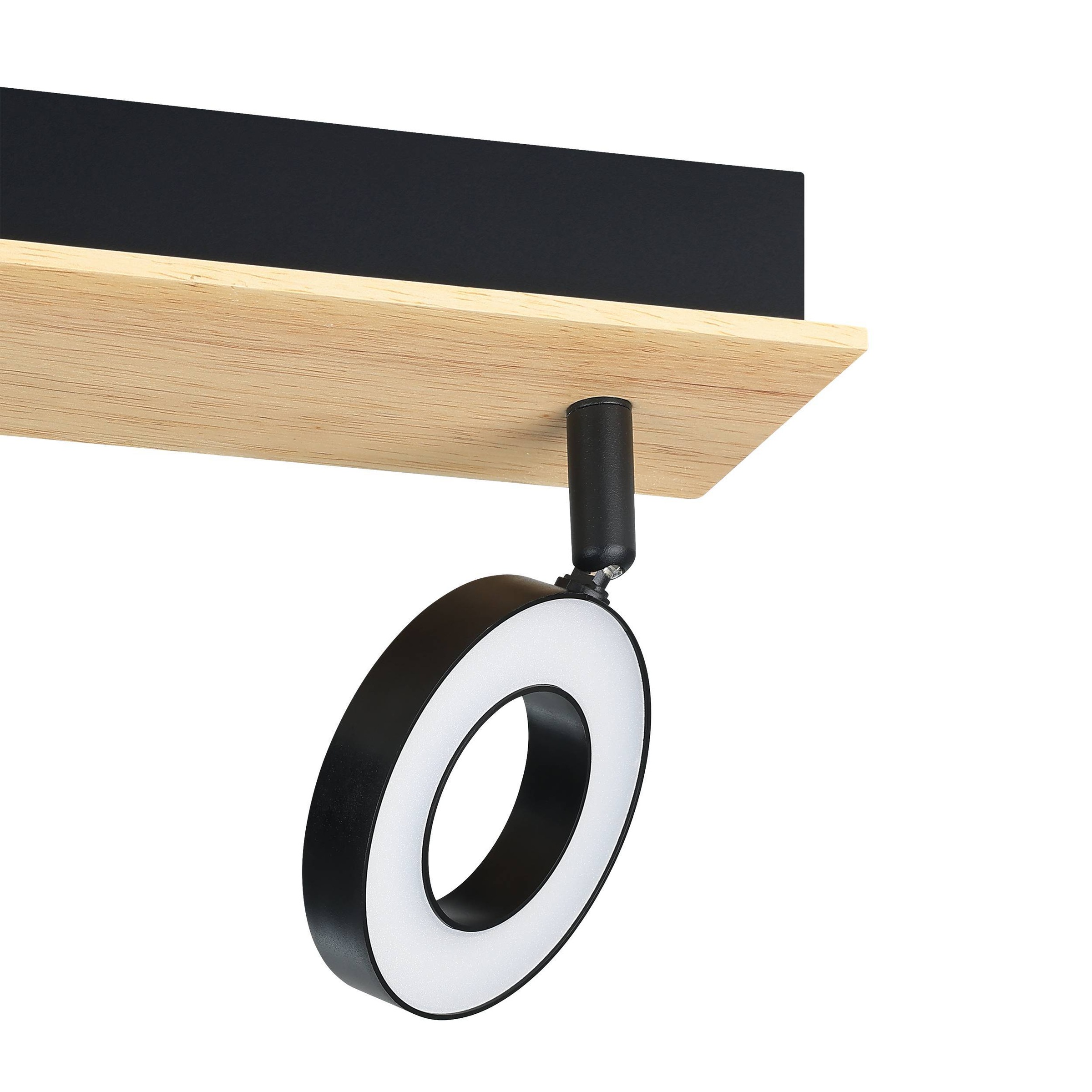 EGLO Deckenleuchte »Rielves Deckenlampe, Holz und Metall, Spotbalken schwenkbar, Lampe« LED-Modul 1 Stk. Warmweiß Spot - L28 x B7 x H17,5 cm - braun, schwarz - 2X4,2W inkl.