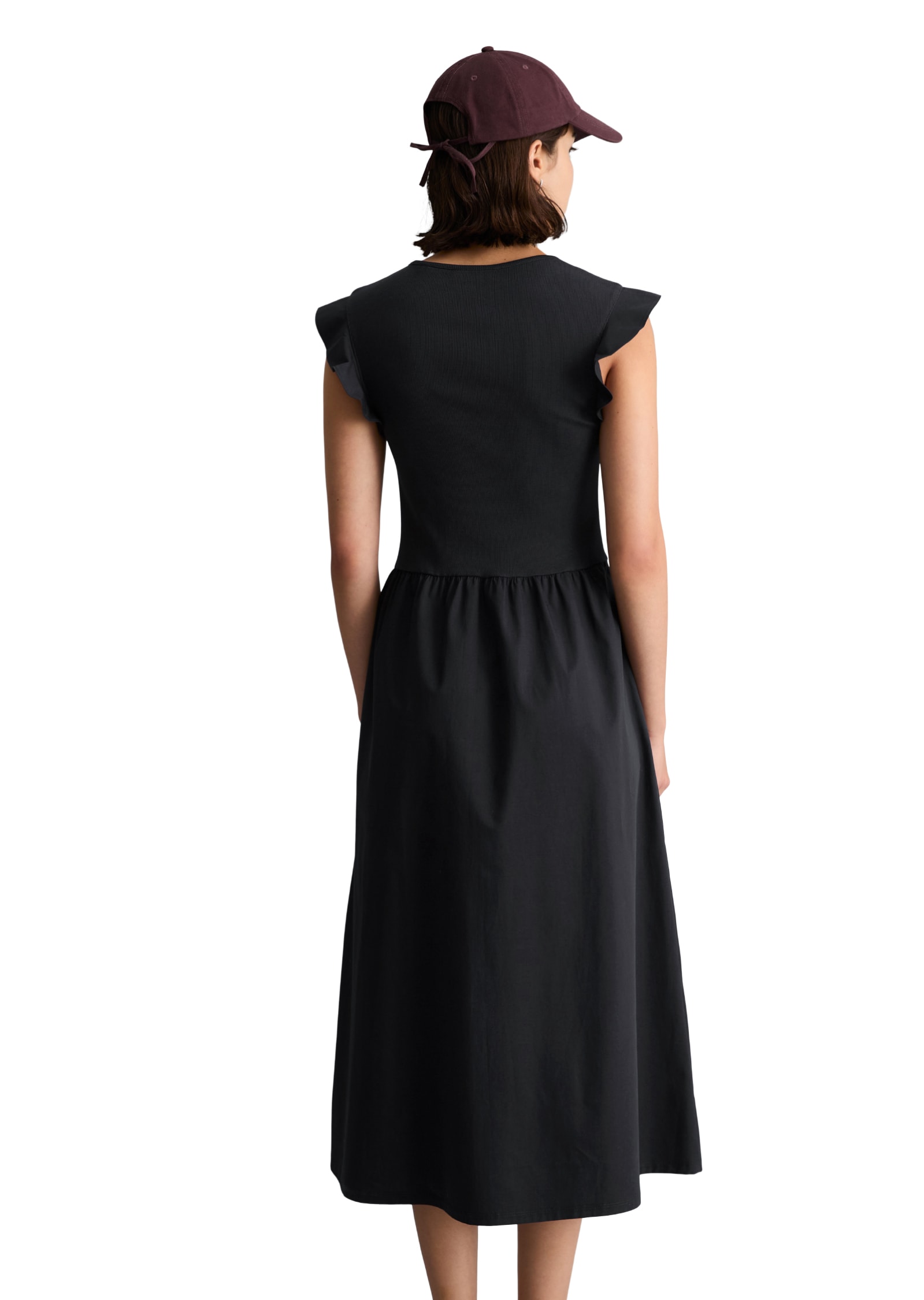 Marc O'Polo DENIM Jerseykleid Seitennahttaschen flared mit Baumwoll-Popelinerock