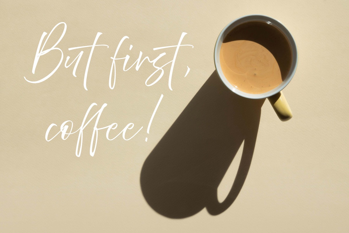 A.S. Création Vliestapete »Spruch Beige Weiß Fototapete „But first, coffee! günstig online kaufen