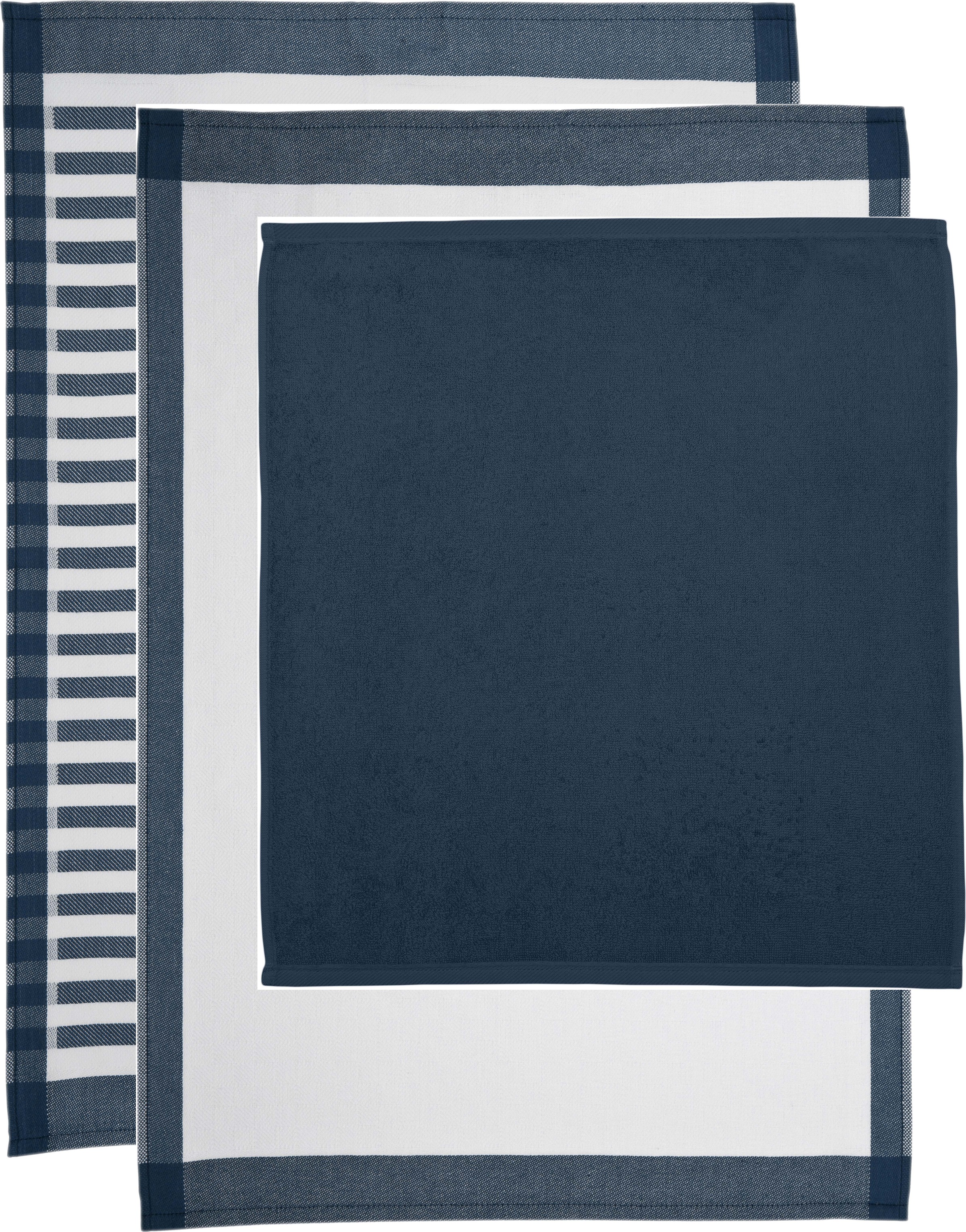 ROSS Geschirrtuch »SUPERIOR«, (Set, 3 tlg., 2x Geschirrtuch 50x70 cm + 1x Küchenfrottiertuch 50x50 cm), Küchentuchset