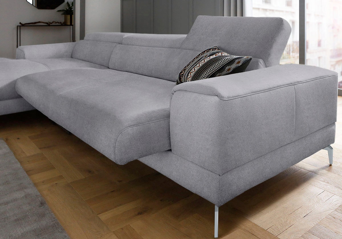 W.SCHILLIG Ecksofa »piedroo, Designsofa mit tollem Sitzkomfort, bequem und elegant, L-Form«, Kopfteilverstellung, wahlweise mit Sitztiefenverstellung, Breite 343cm